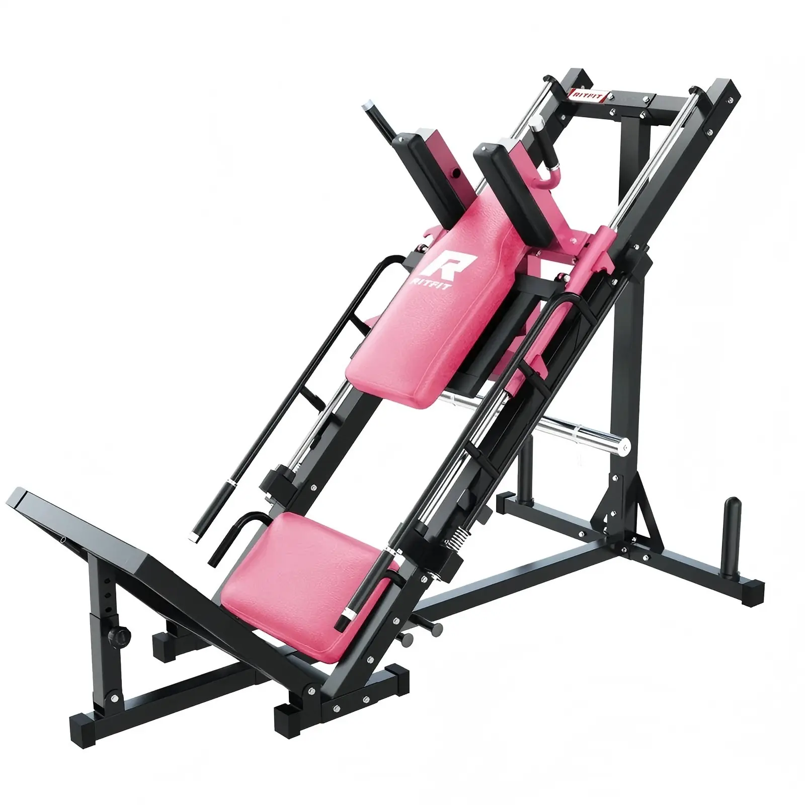 RITFIT BLP01 Pink Linear Bearing Leg Press Hack Squat Machine, Professional Adjustable Full Lower Body Fitness Trainer, Multifunctional Strength Training Equipment for Home Gym Use, At Home Gym Equipment,summerwins