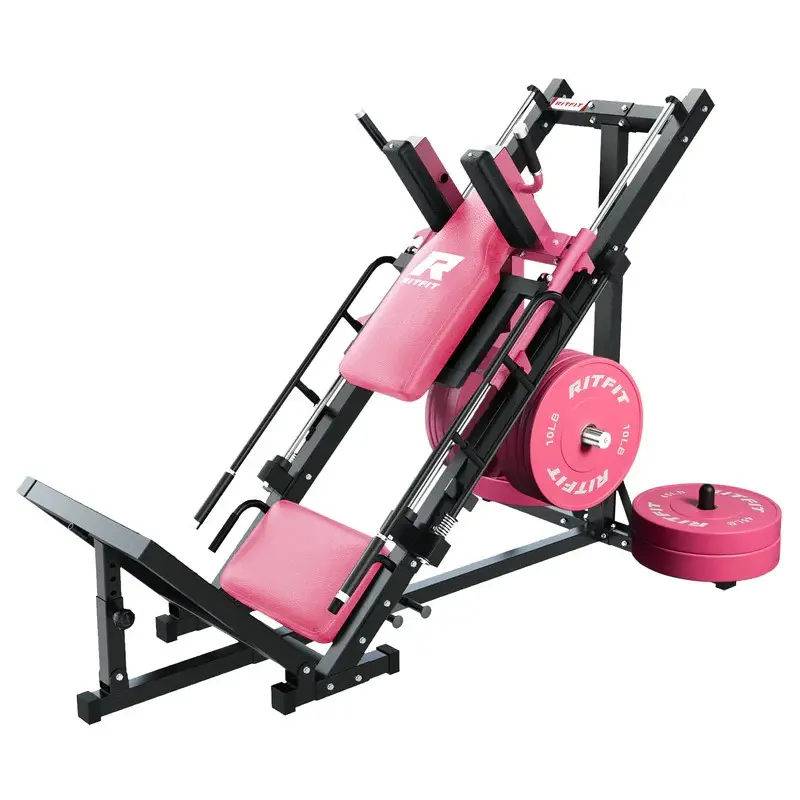 RITFIT BLP01 Pink Linear Bearing Leg Press Hack Squat Machine, Professional Adjustable Full Lower Body Fitness Trainer, Multifunctional Strength Training Equipment for Home Gym Use, At Home Gym Equipment,summerwins
