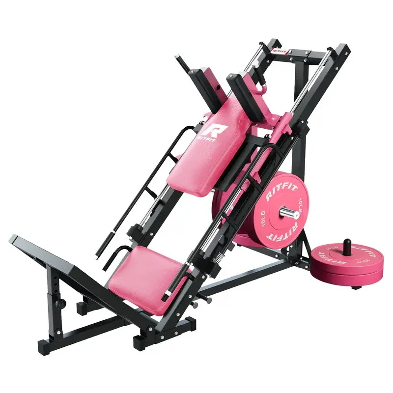 RITFIT BLP01 Pink Linear Bearing Leg Press Hack Squat Machine, Professional Adjustable Full Lower Body Fitness Trainer, Multifunctional Strength Training Equipment for Home Gym Use, At Home Gym Equipment,summerwins