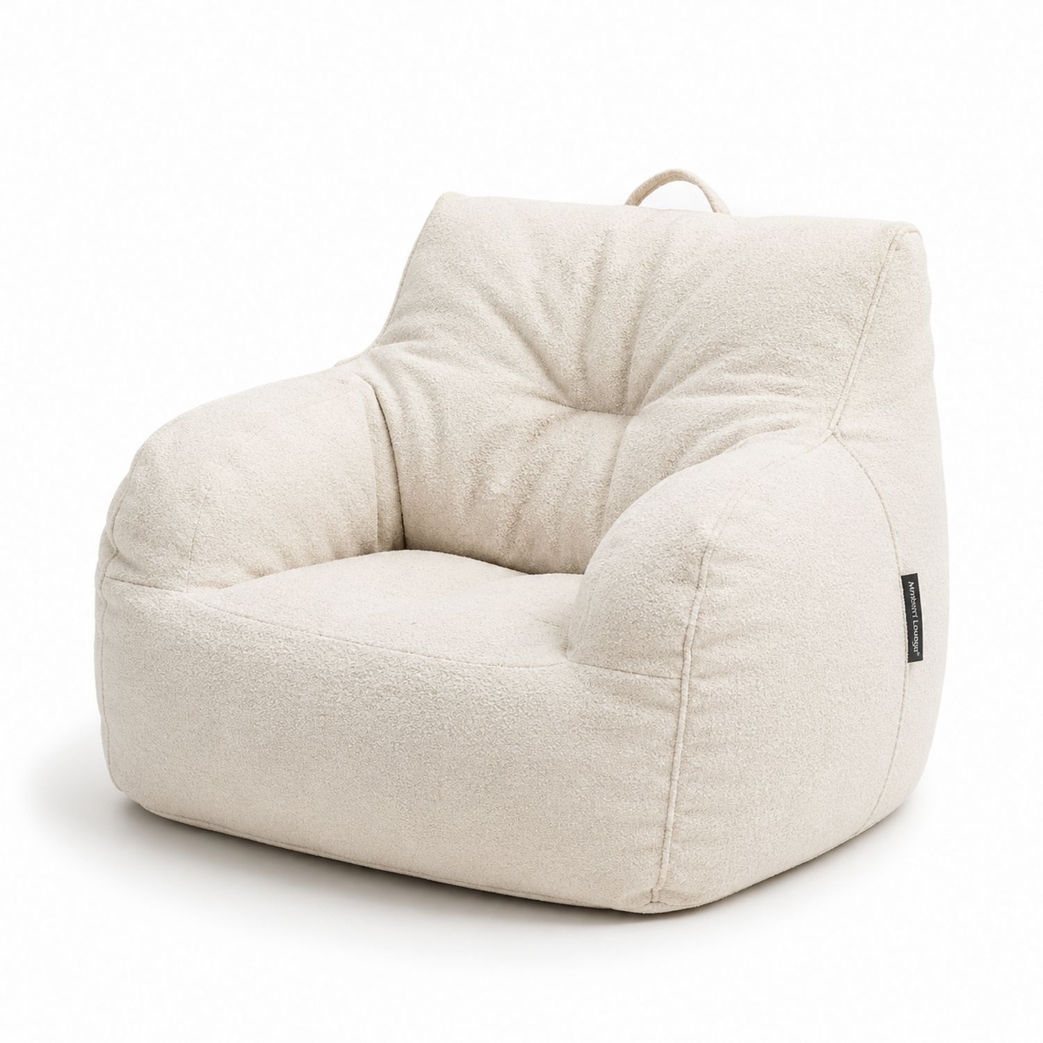 Sillón tipo bean bag cuadrado 75x65x70 cm en Bouclé Beige-Timberhomeeu