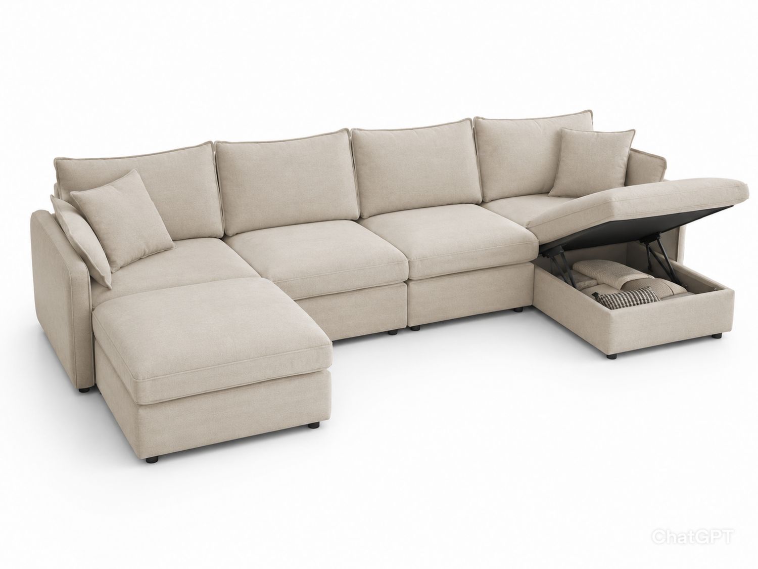 Sofá rinconera de poliéster con chaise longue y almacenamiento 270x210x90 cm-Timberhomeeu