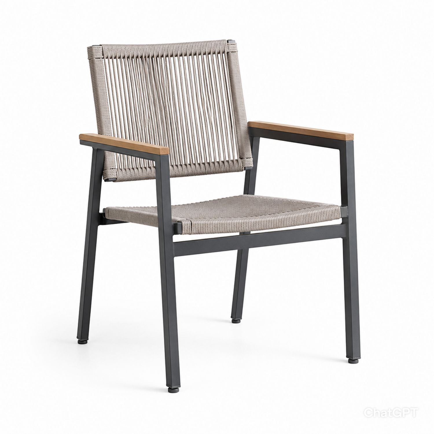 Silla de exterior de aluminio y cuerda gris 60x58x85cm-Timberhomeeu