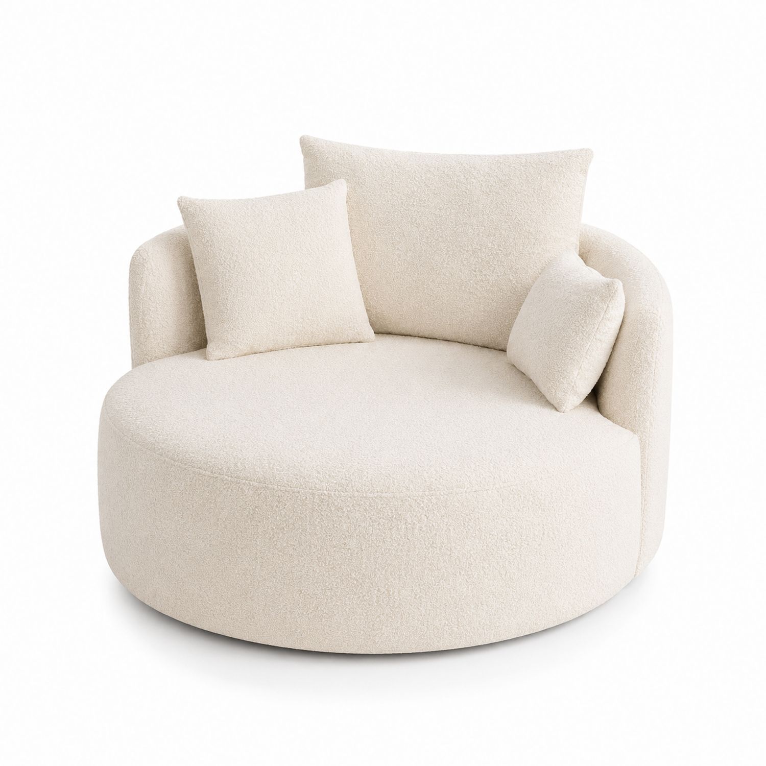 Sofá circular de bouclé Beige 150 cm-Timberhomeeu