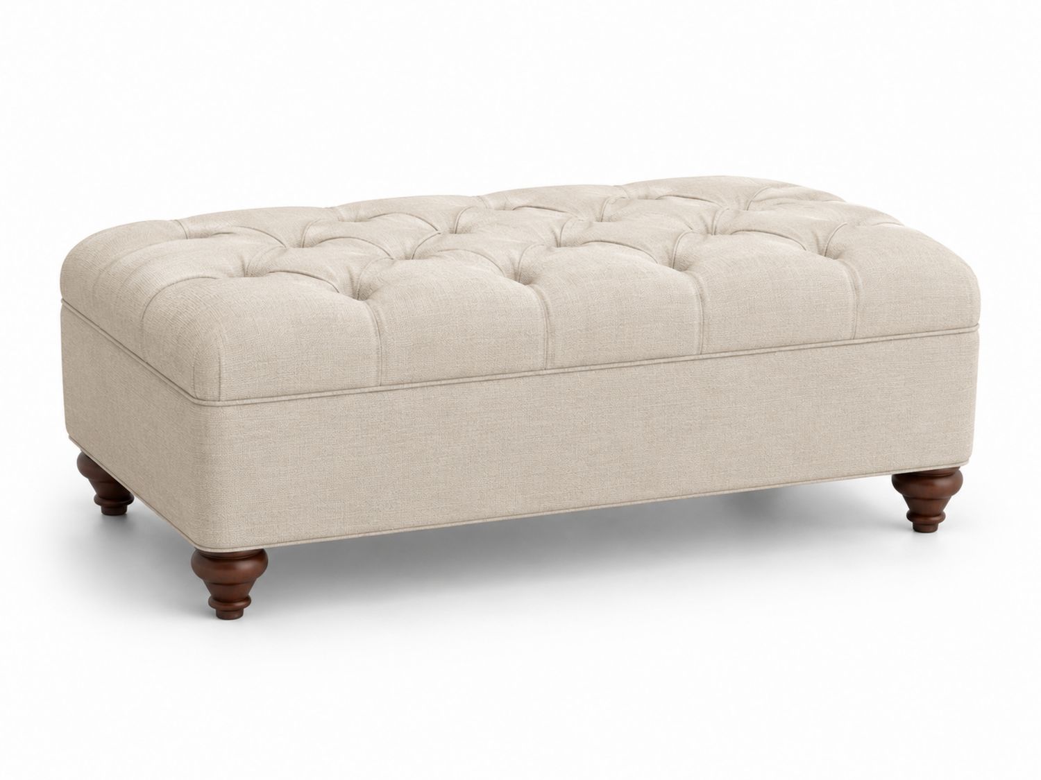 Puf rectangular de madera y lino 120x60x45 cm Beige-Timberhomeeu