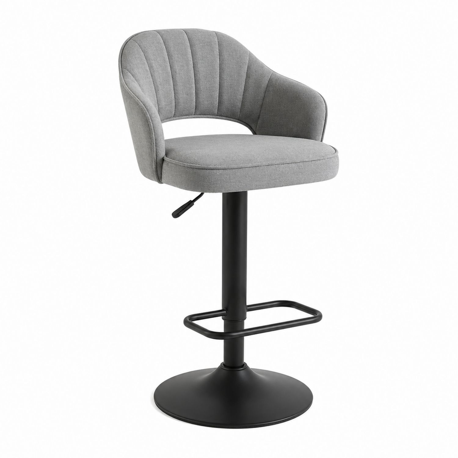 Taburete de Bar de Tela Gris con Base Metálica Negra-Timberhomeeu