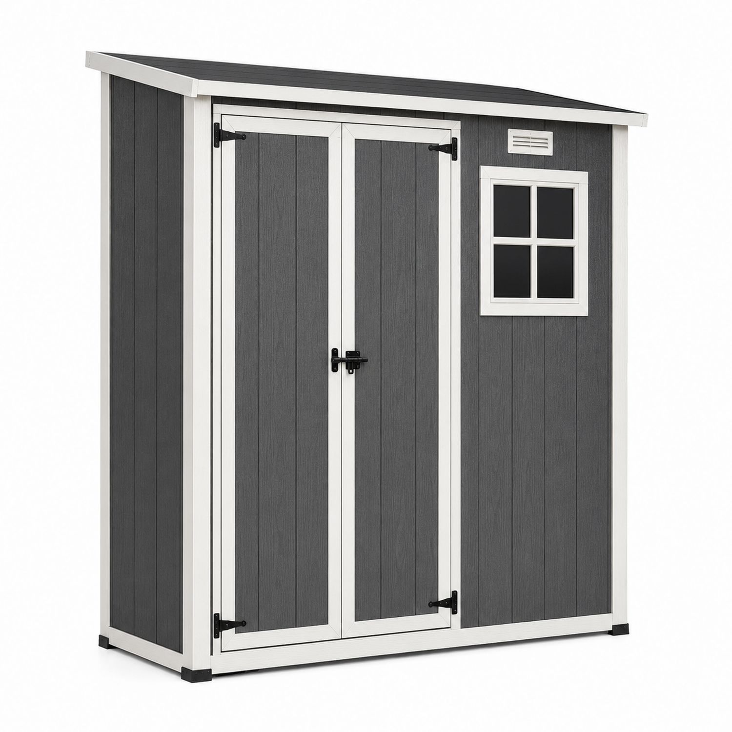 Cobertizo de jardín 182x111x200 cm plástico gris y blanco-Timberhomeeu