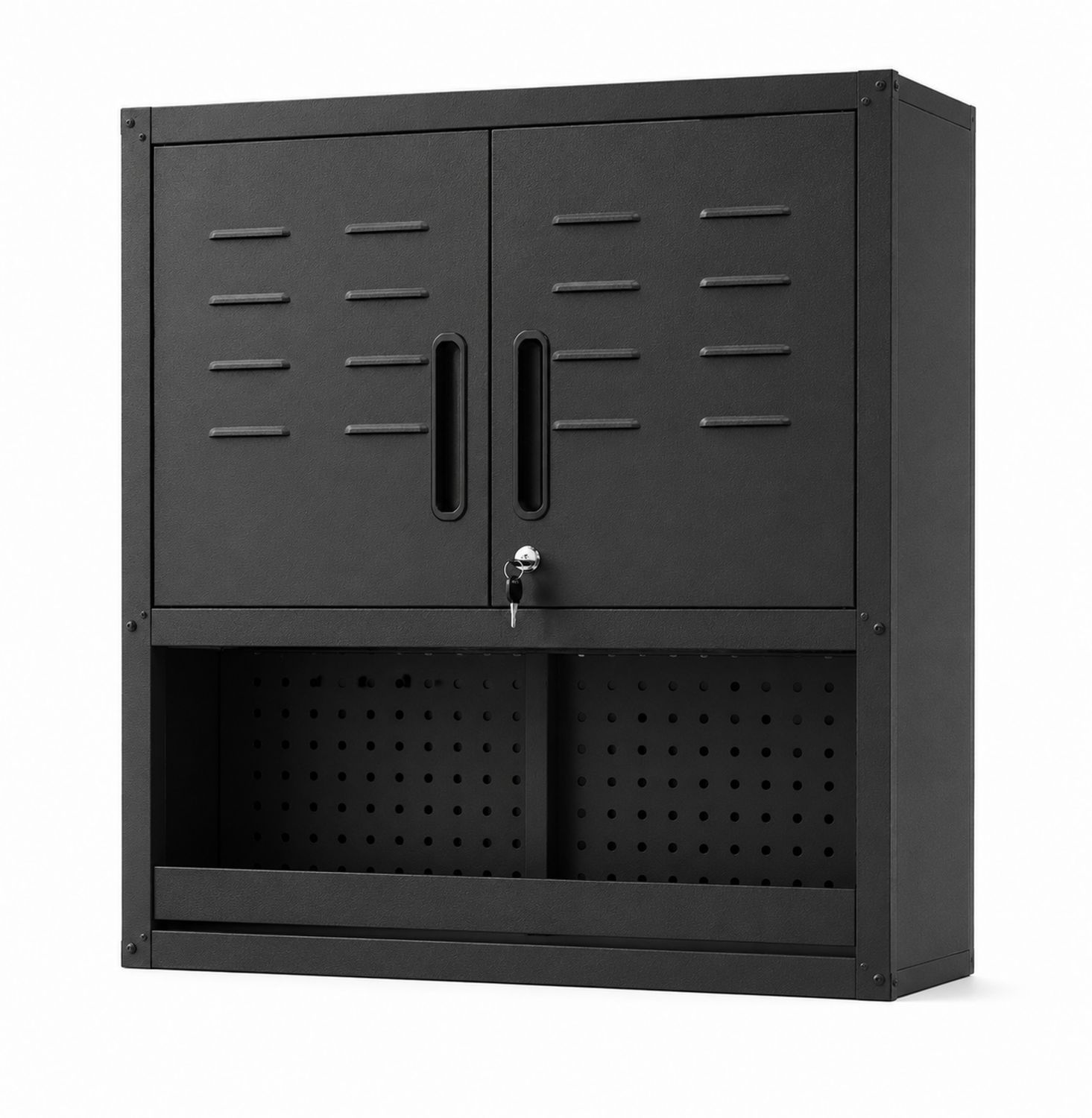 Armario de acero negro con cerradura y ventilación 80x60x20 cm-Timberhomeeu