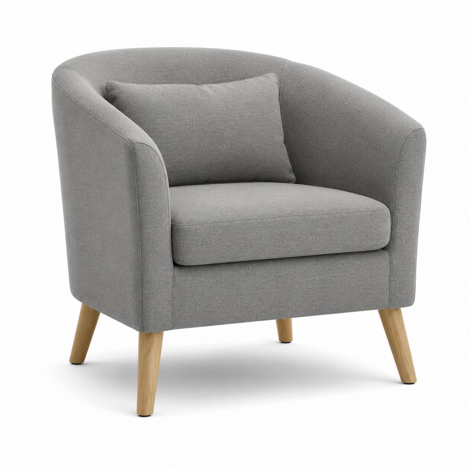 Sillón de Tela de Poliéster Gris con Patas de Madera de Haya-Timberhomeeu