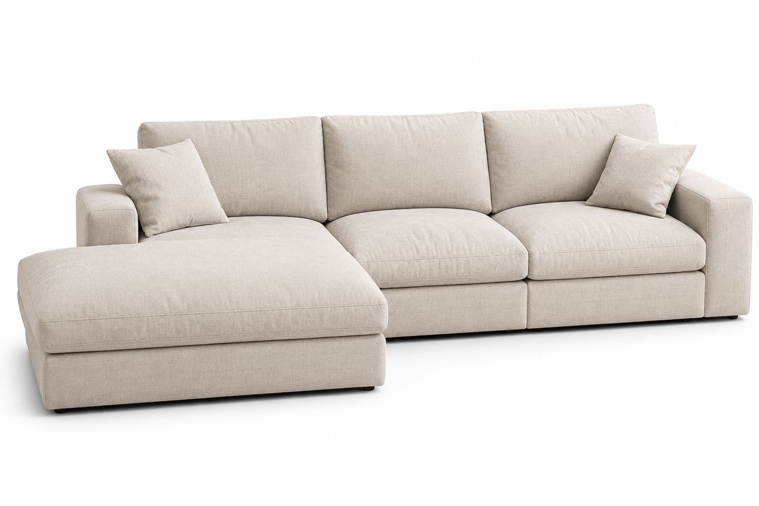 Sofá Rinconera Beige 3 Plazas Tela de Poliéster-Timberhomeeu