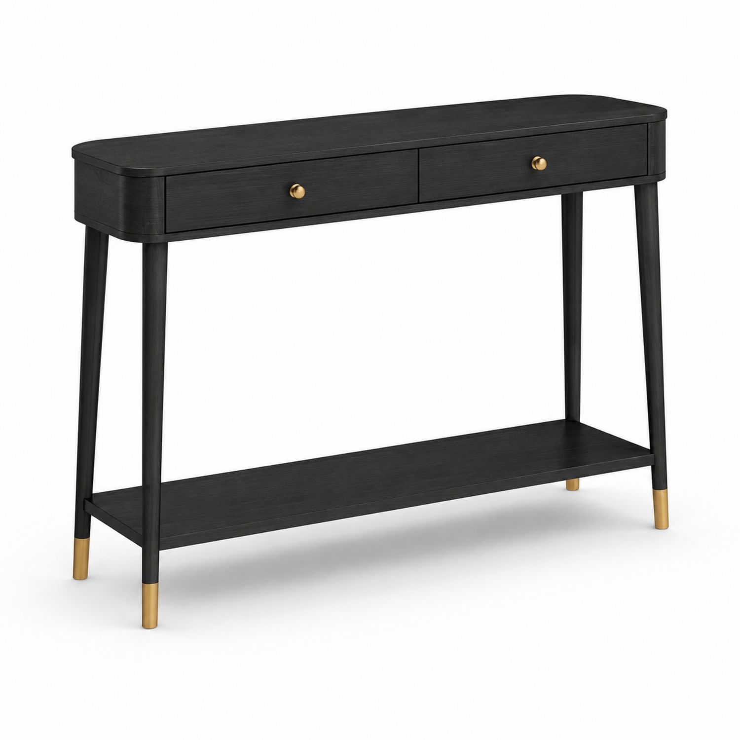 Mesa consola de madera MDF y metal con cajones y estante 120x30x80 cm Negro-Timberhomeeu
