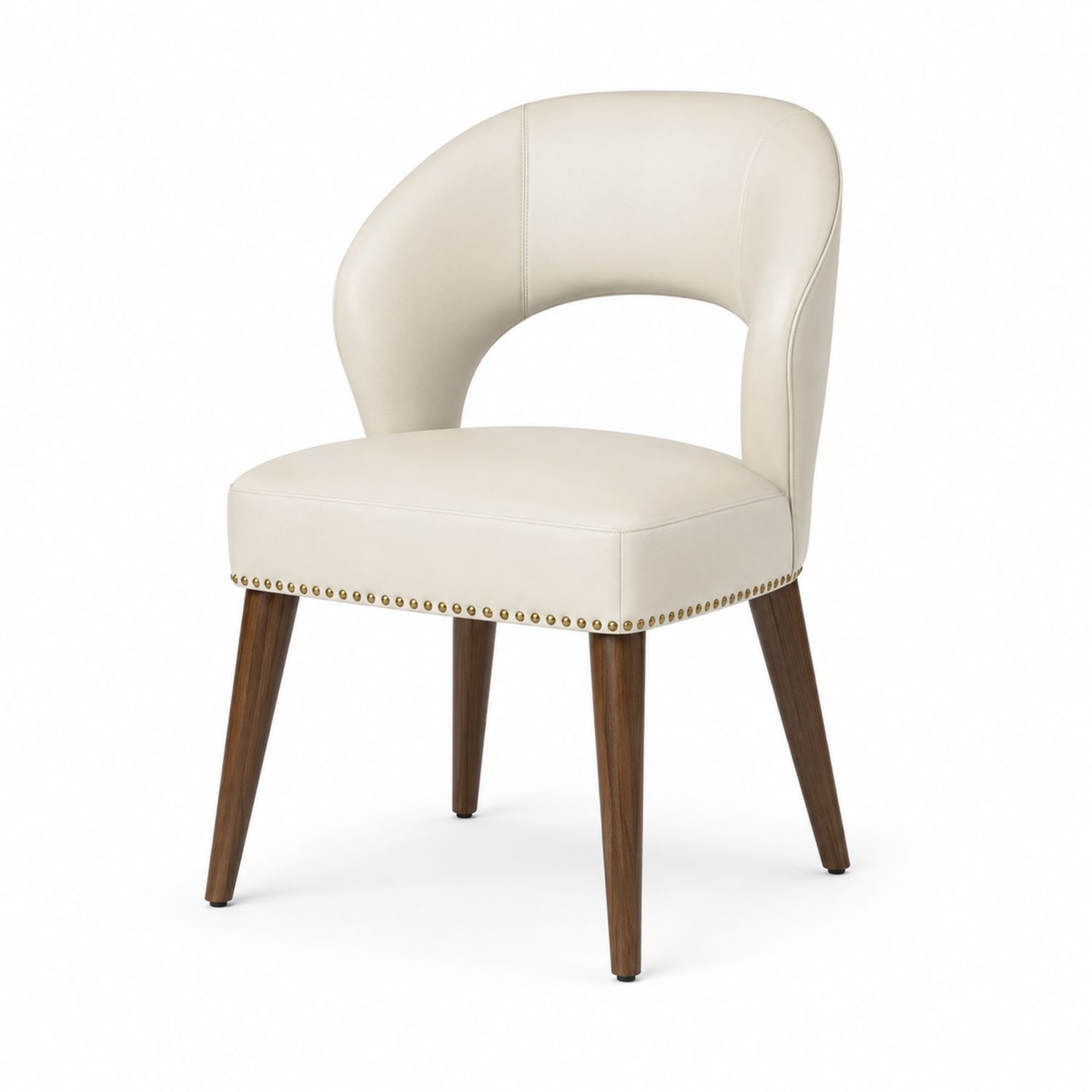 Silla de Comedor de Cuero Sintético Beige y Madera-Timberhomeeu