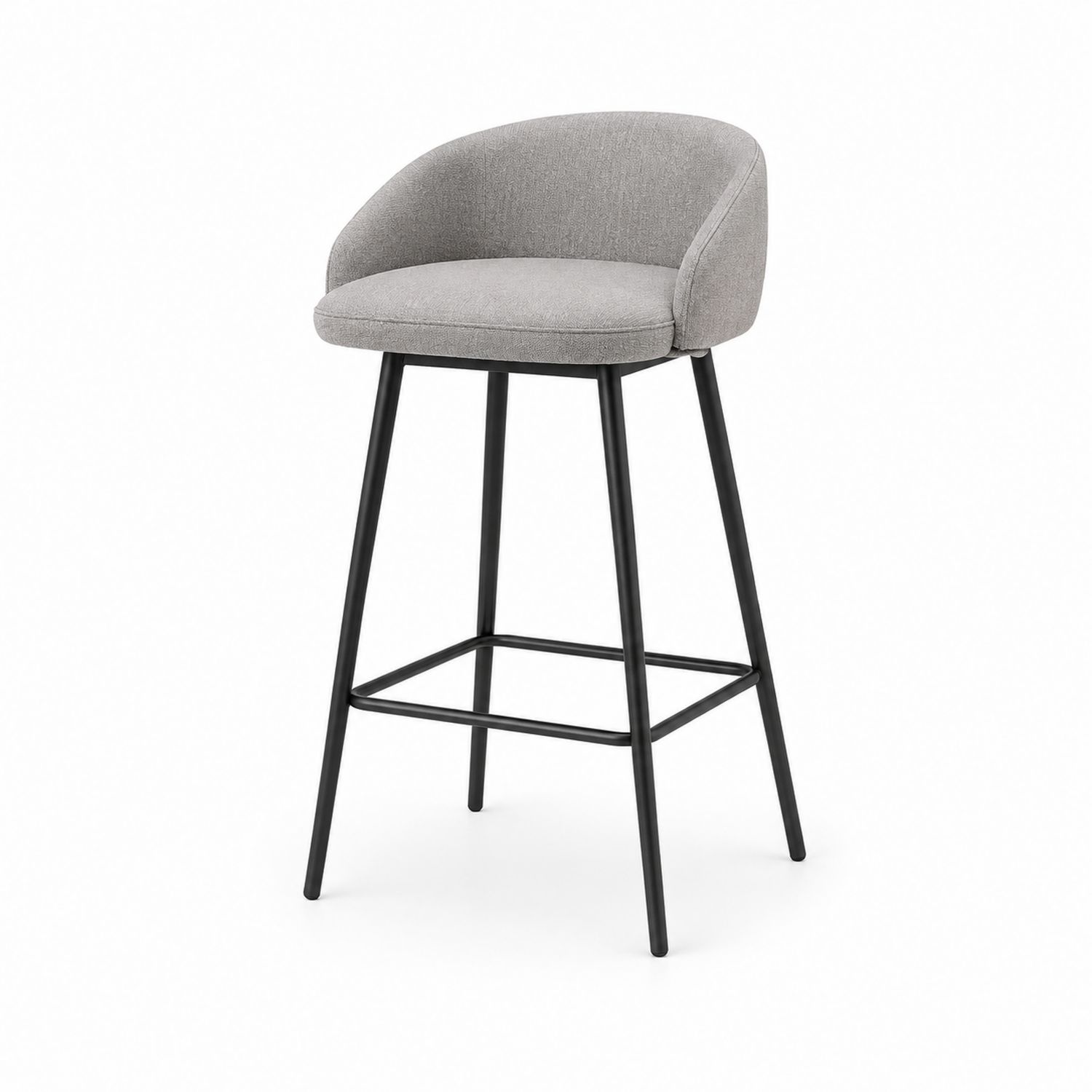 Taburete de bar con tela gris y patas de metal-Timberhomeeu