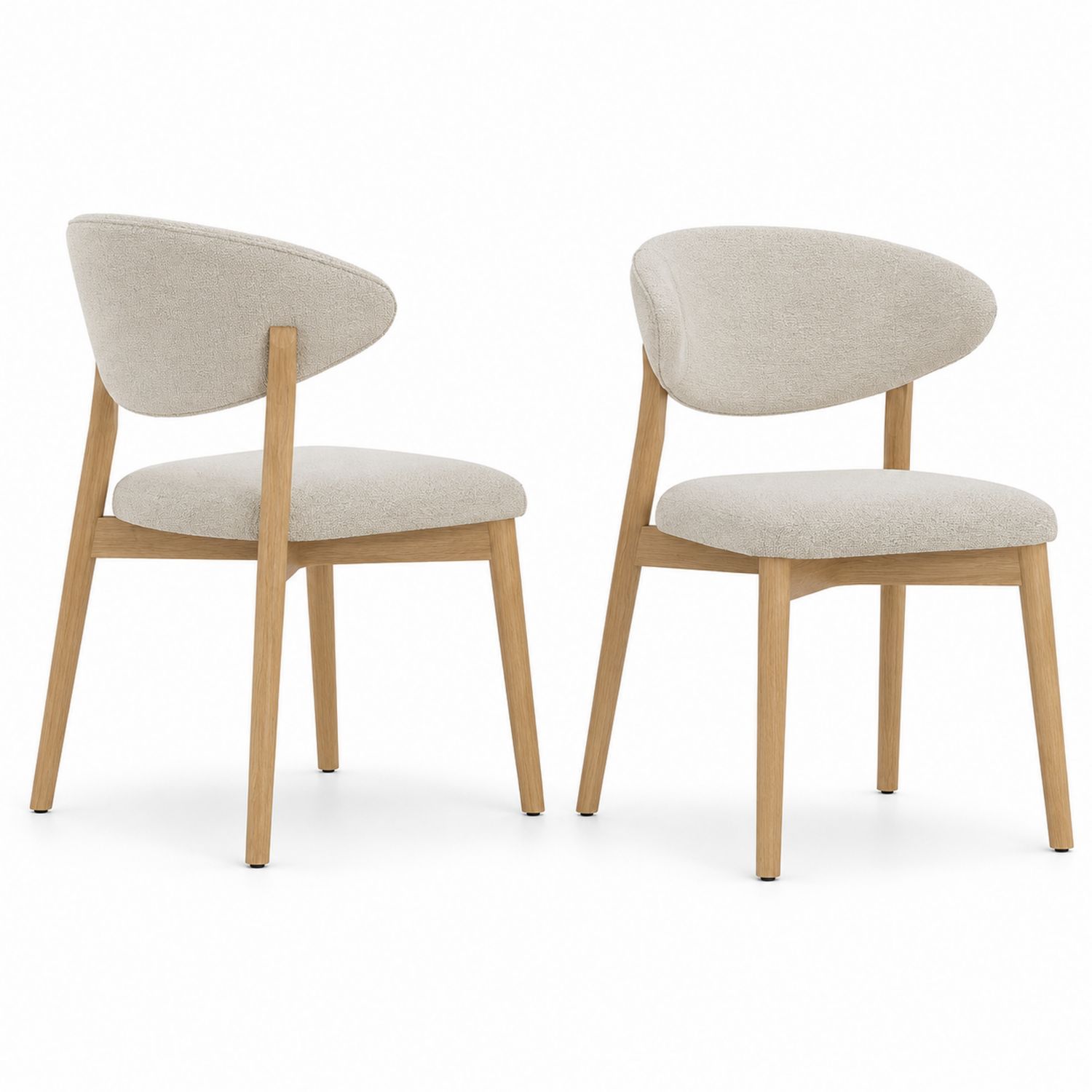 Conjunto de 2 sillas de madera de roble y poliéster beige-Timberhomeeu