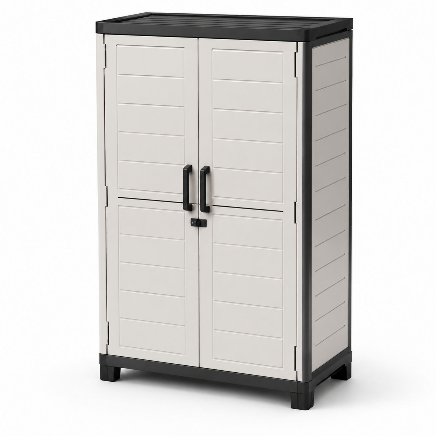 Armario de Almacenamiento de Polipropileno 85x52x177cm Blanco/Negro-Timberhomeeu