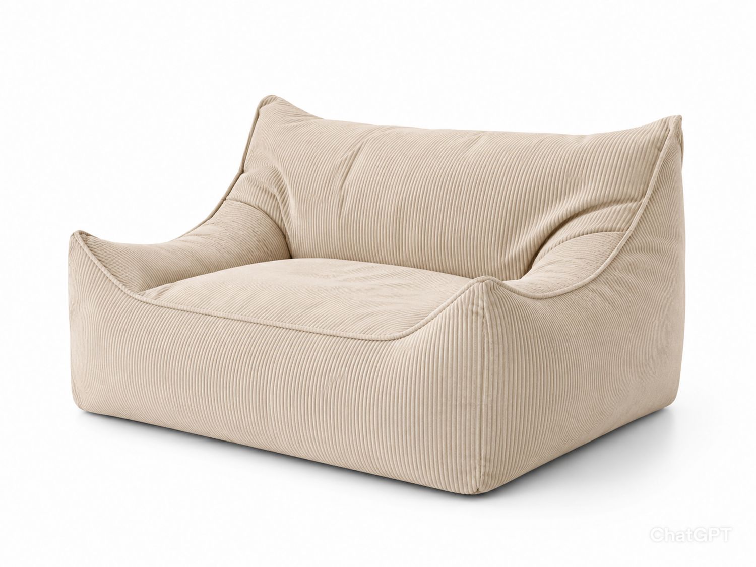 Sofá tipo puf de pana beige 140x100x80 cm-Timberhomeeu