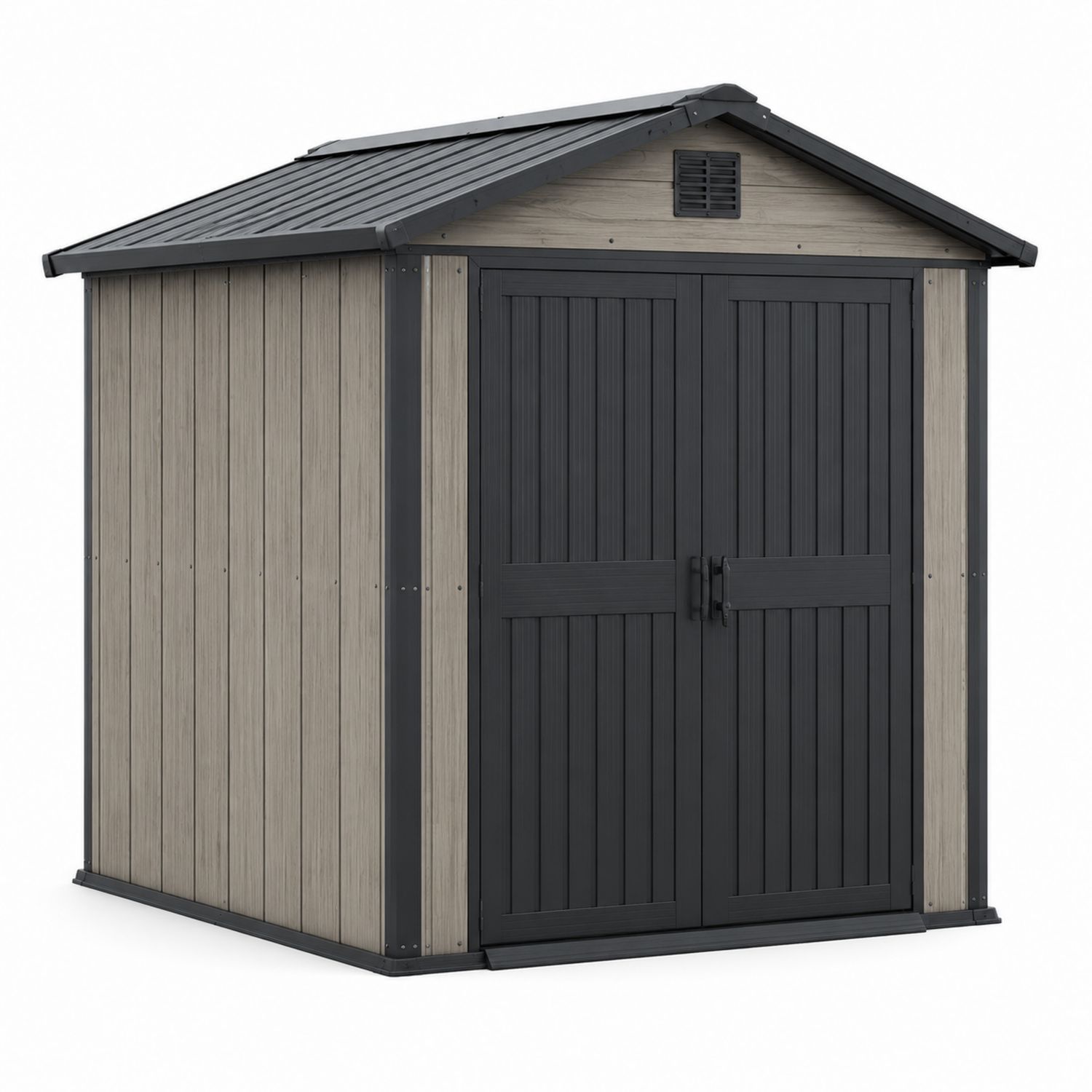 Cobertizo de Madera y Metal para Exteriores 185x152x226 cm Gris/Beige-Timberhomeeu