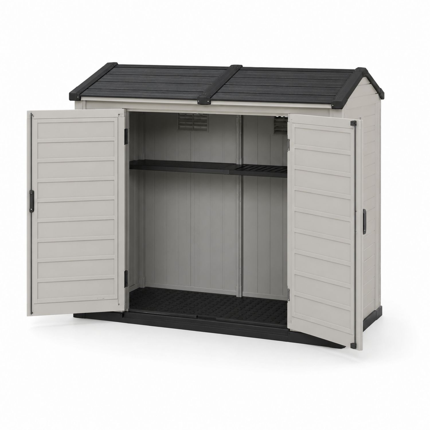 Armario de almacenamiento de plástico gris 140x75x160 cm-Timberhomeeu