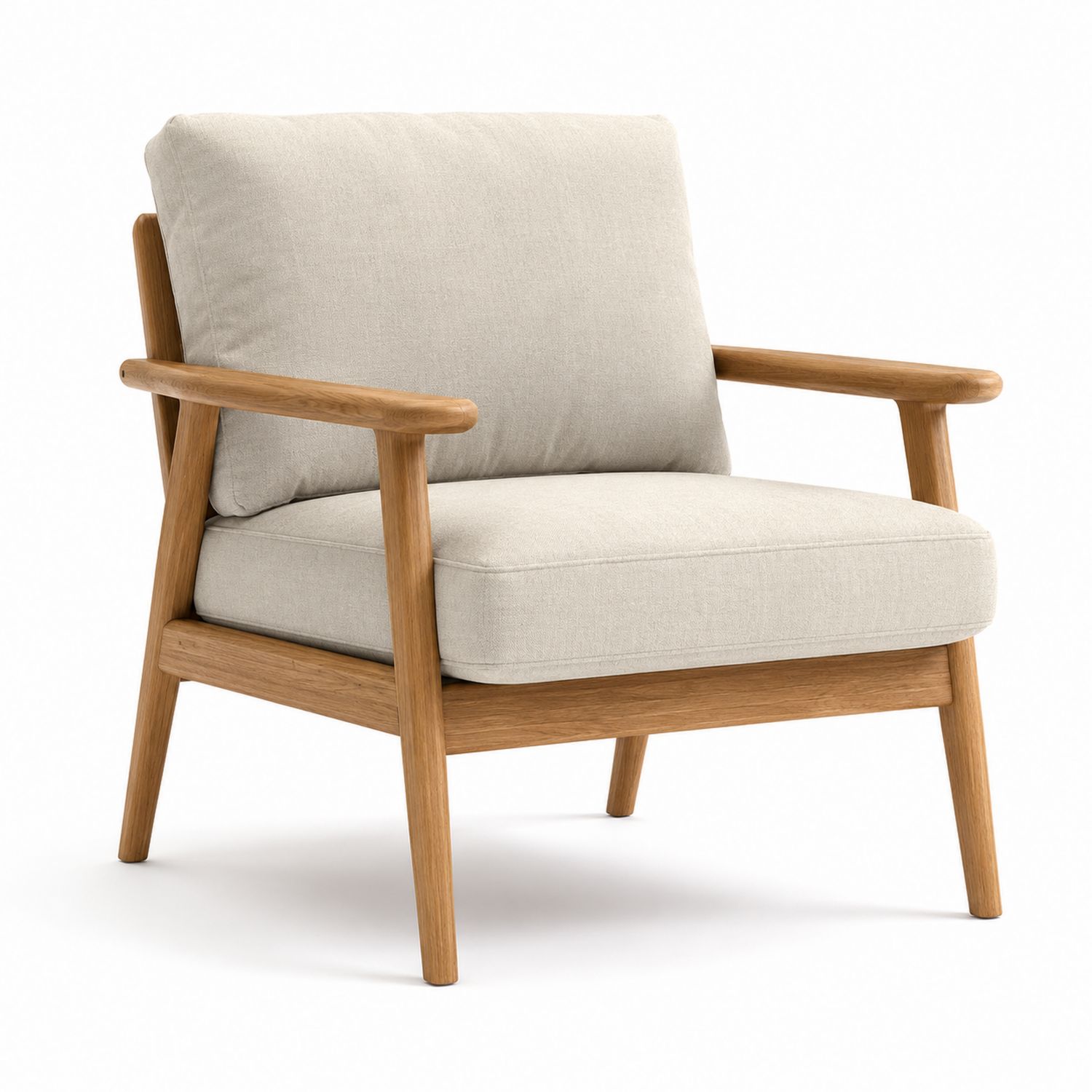 Silla de Madera de Roble con Tapicería de Poliéster Beige-Timberhomeeu