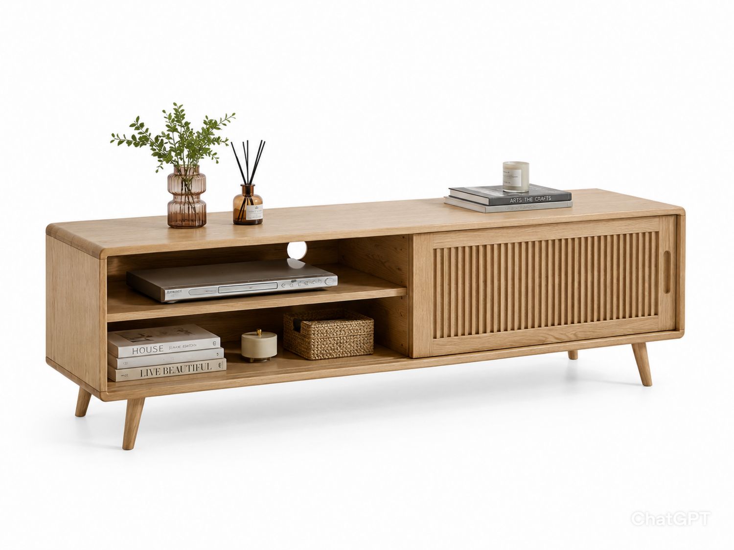 Mueble de TV de Madera de Roble 150x40x50 cm-Timberhomeeu