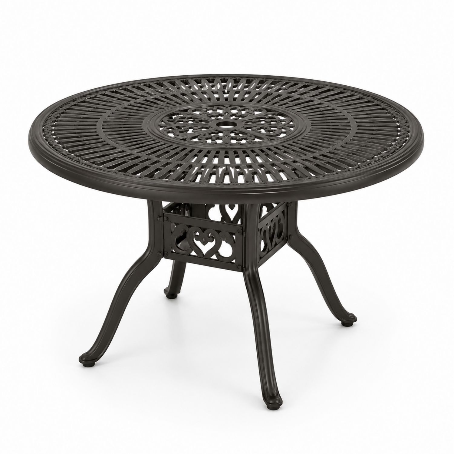 Mesa redonda de metal para exterior 120 cm Negro-Timberhomeeu