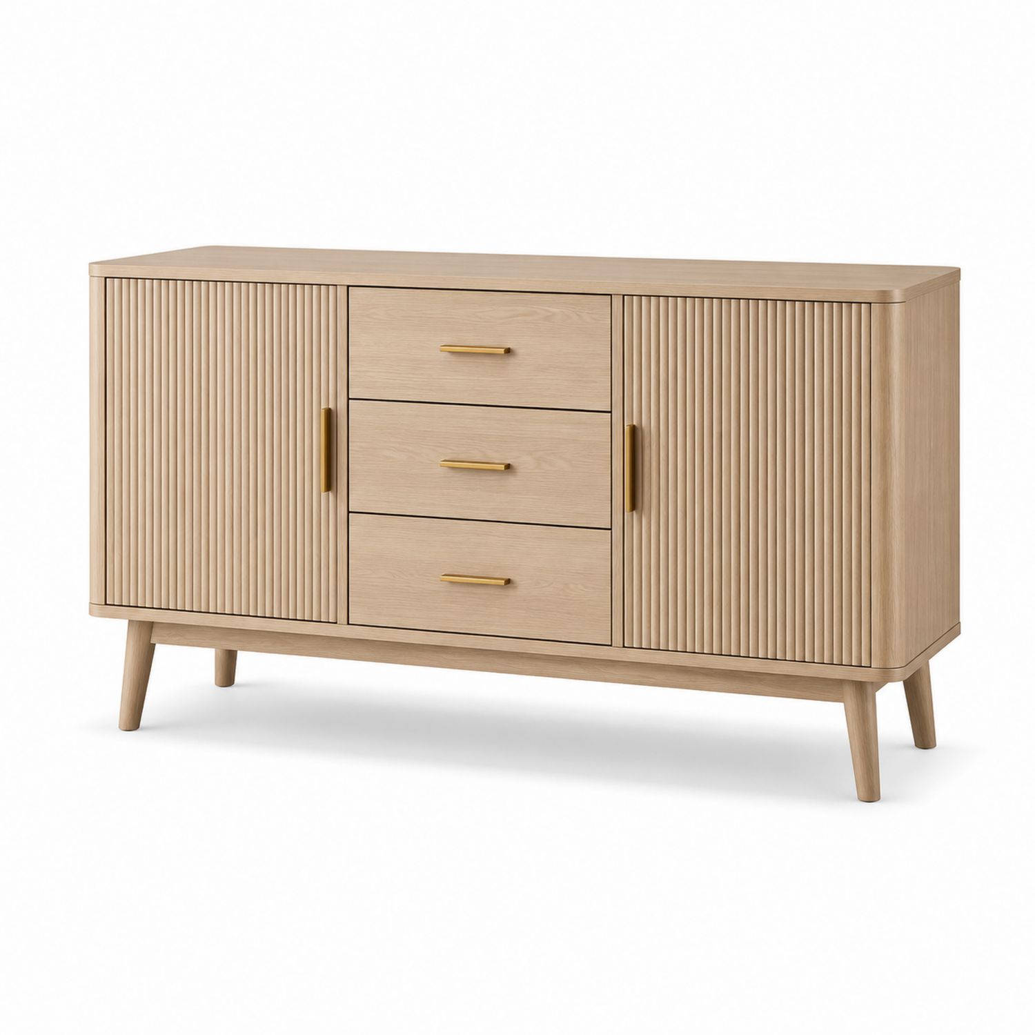 Aparador de Madera de Abedul con 2 Puertas y 3 Cajones-Timberhomeeu