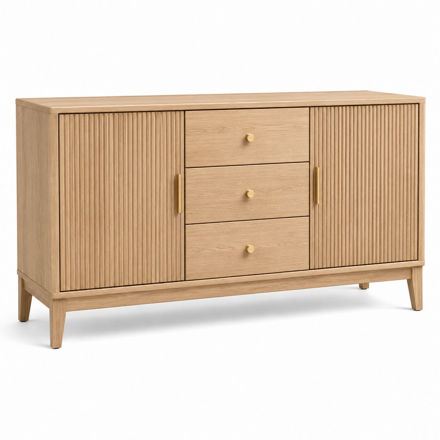 Aparador de Madera de Roble con Cajones y Puertas-Timberhomeeu