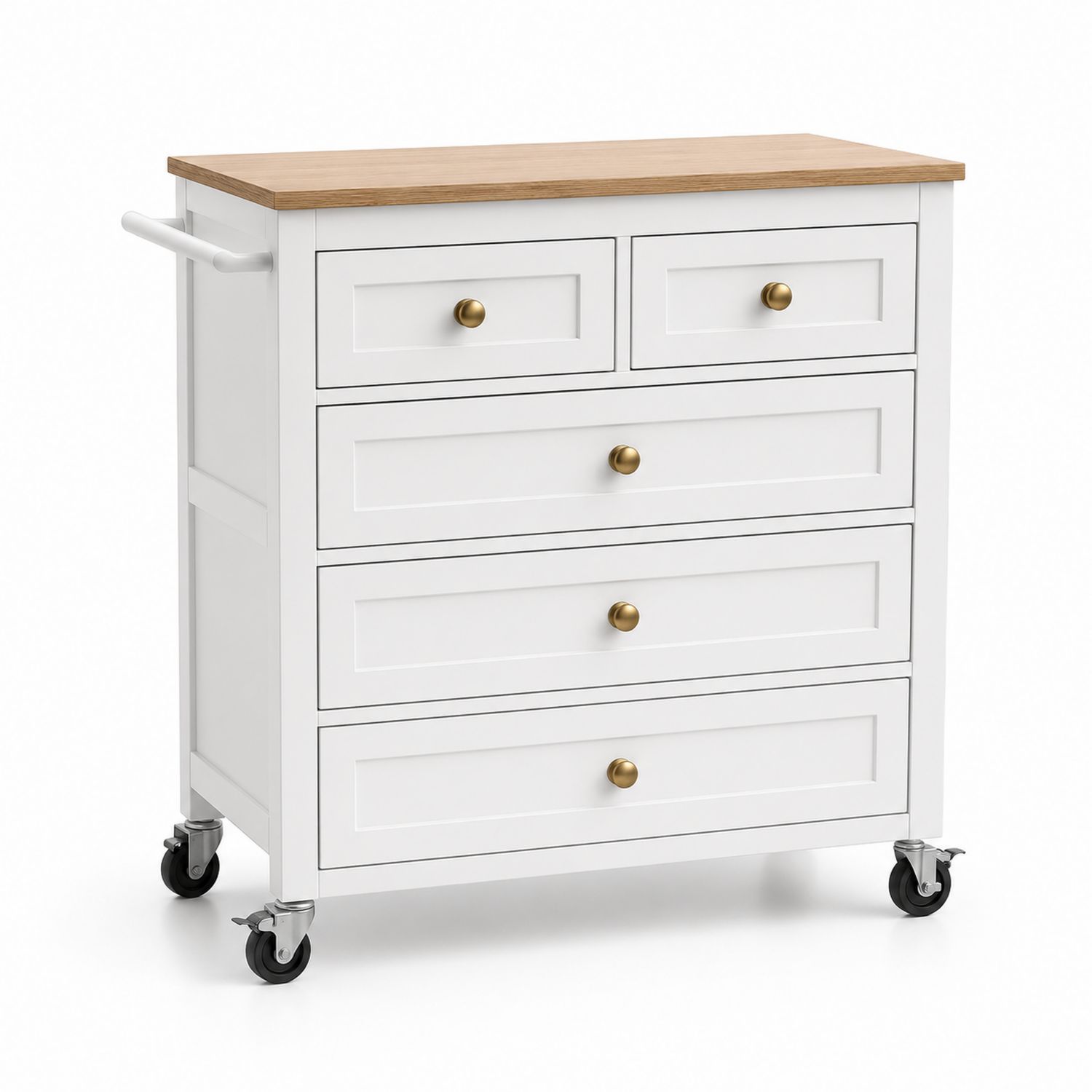 Carro de almacenamiento con cajones MDF Blanco y Roble-Timberhomeeu