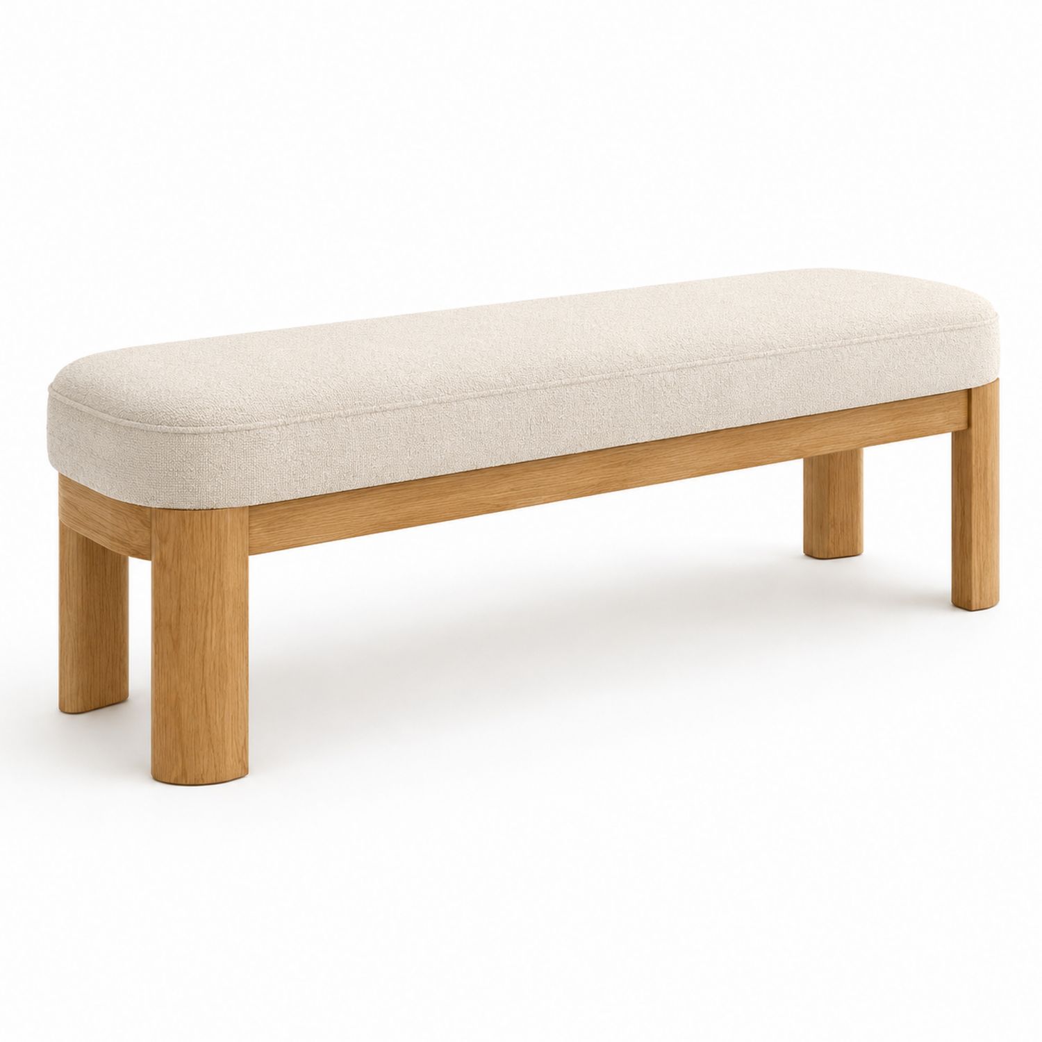 Banco de madera con tapizado beige-Timberhomeeu