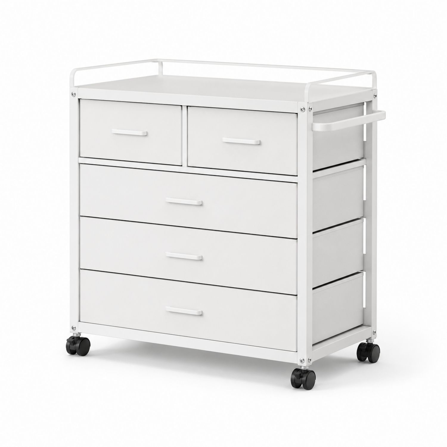 Carrito de almacenaje de metal con 5 cajones Blanco 85x60x40 cm-Timberhomeeu