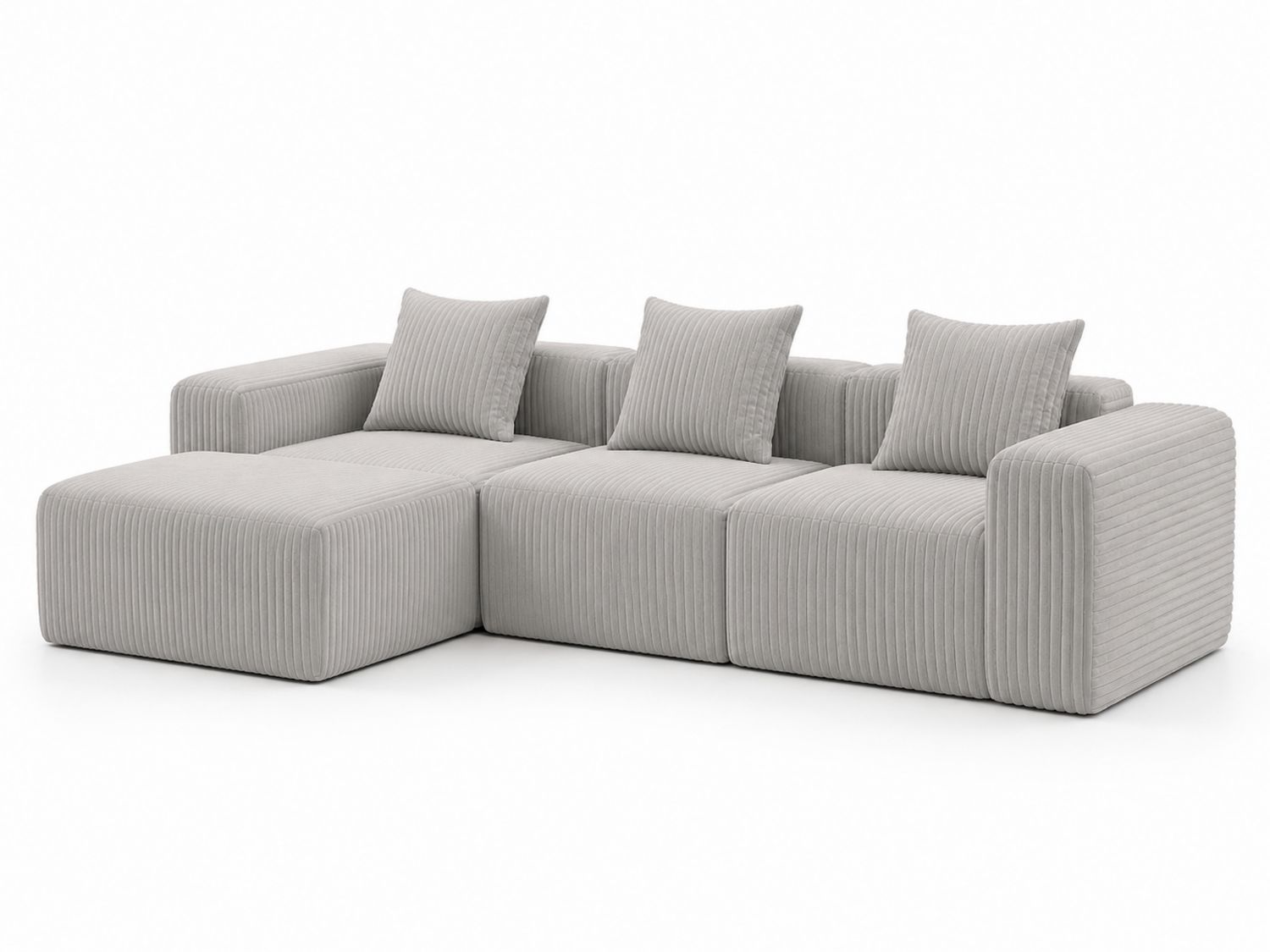 Sofá Modular en Forma de L de Terciopelo Gris-Timberhomeeu
