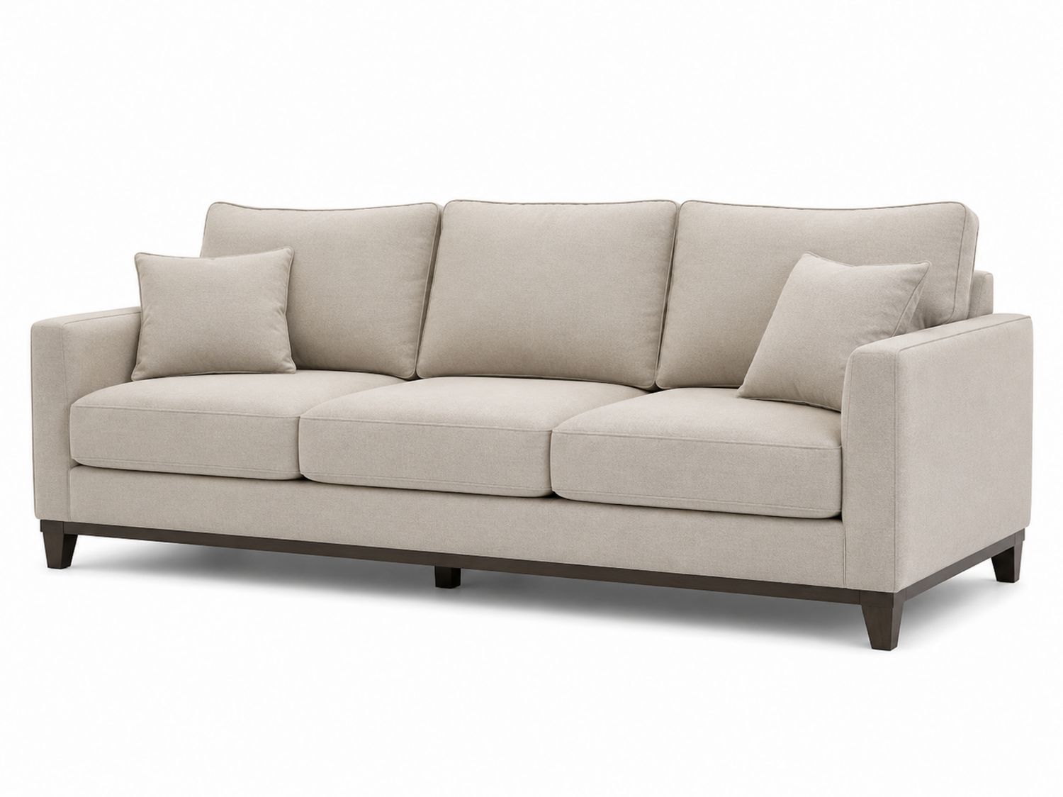 Sofá de 3 plazas de poliéster beige con cojines decorativos-Timberhomeeu