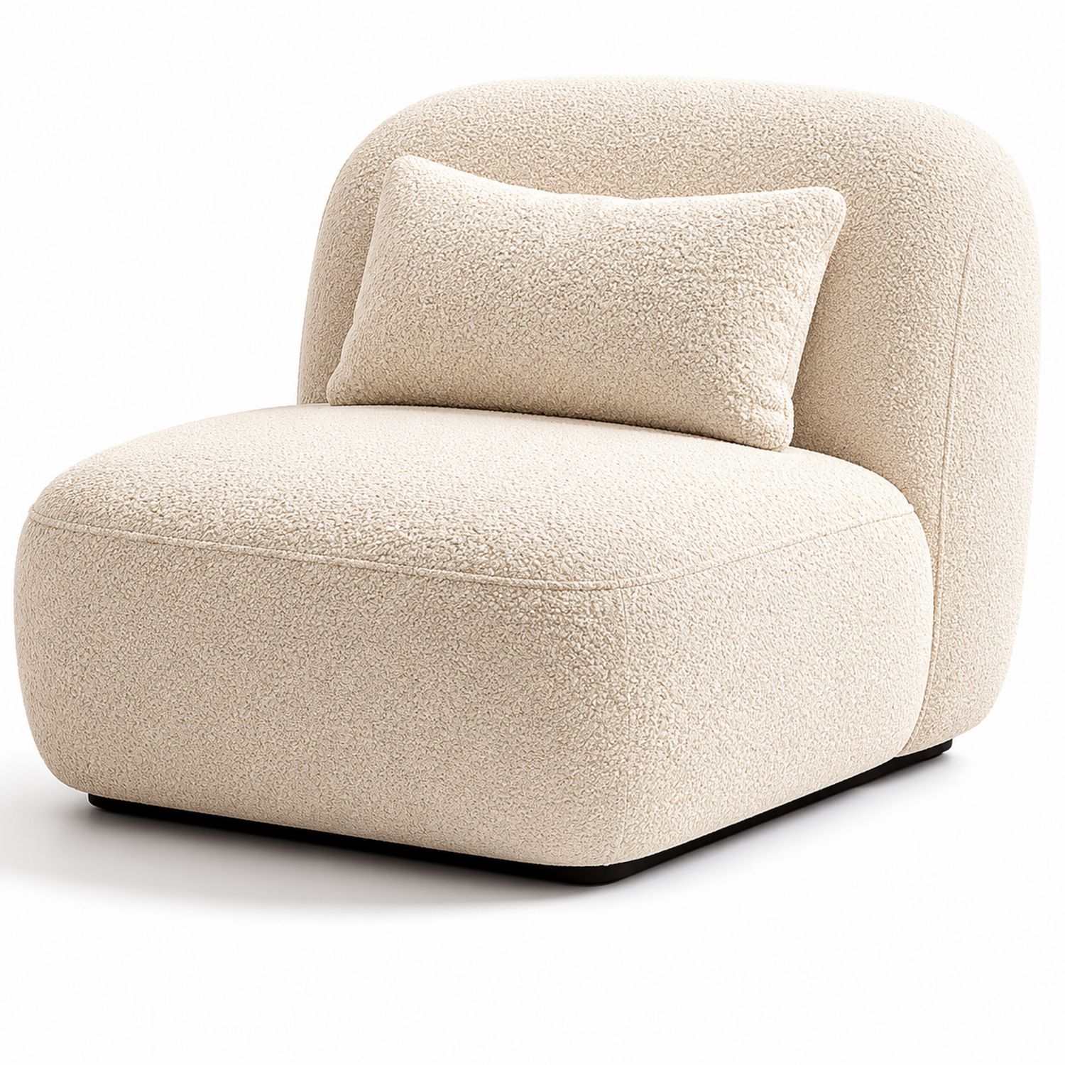 Sillón de tela bouclé beige con cojín-Timberhomeeu