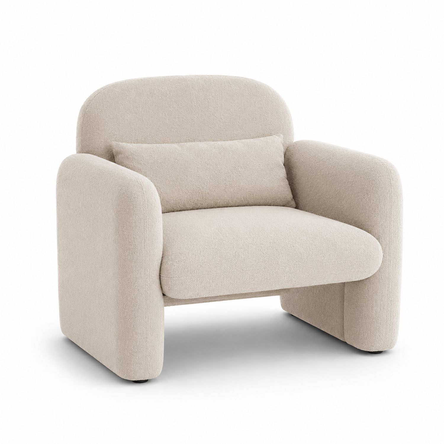 Sillón de tela bouclé beige con cojín-Timberhomeeu