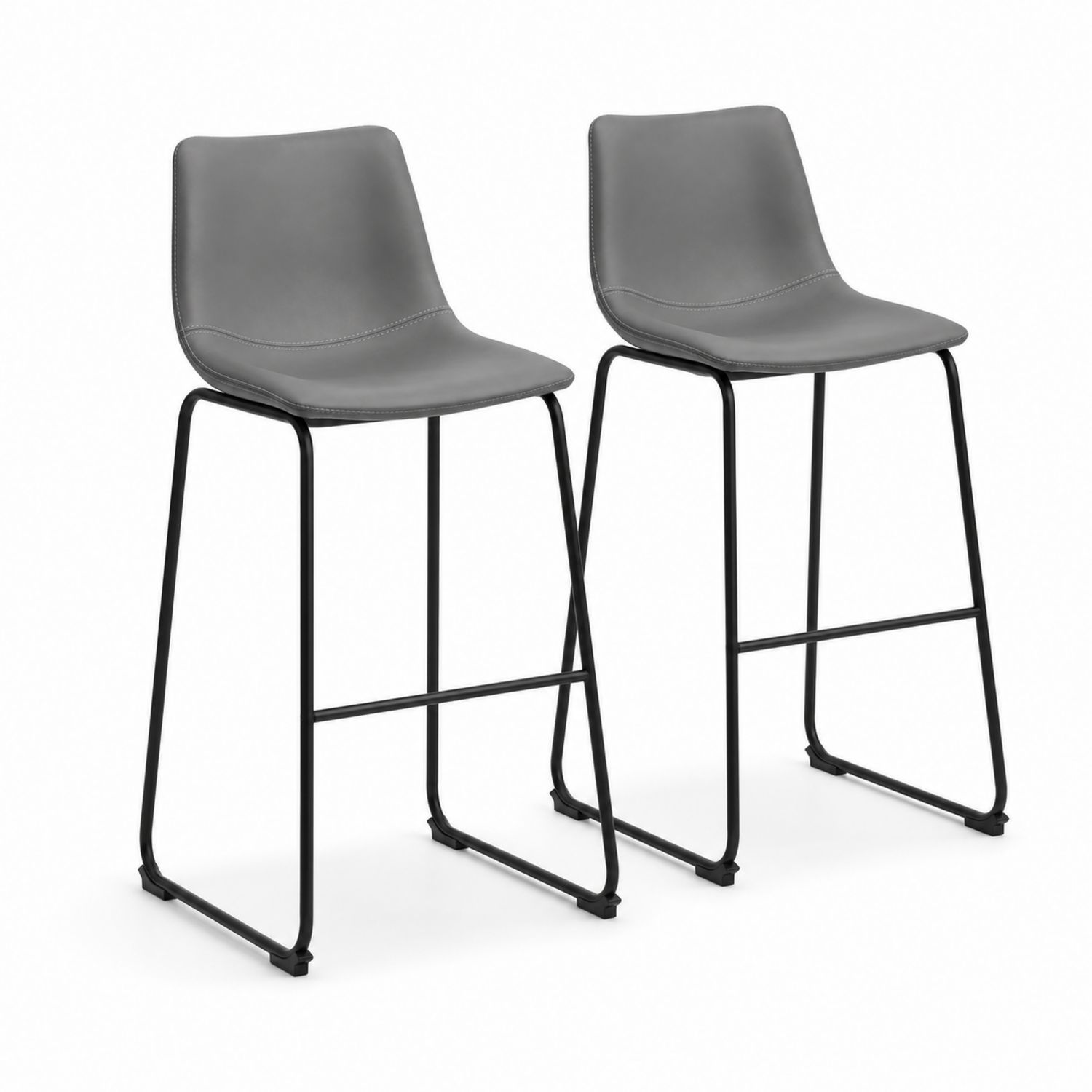 Juego de 2 taburetes de poliuretano gris y metal-Timberhomeeu