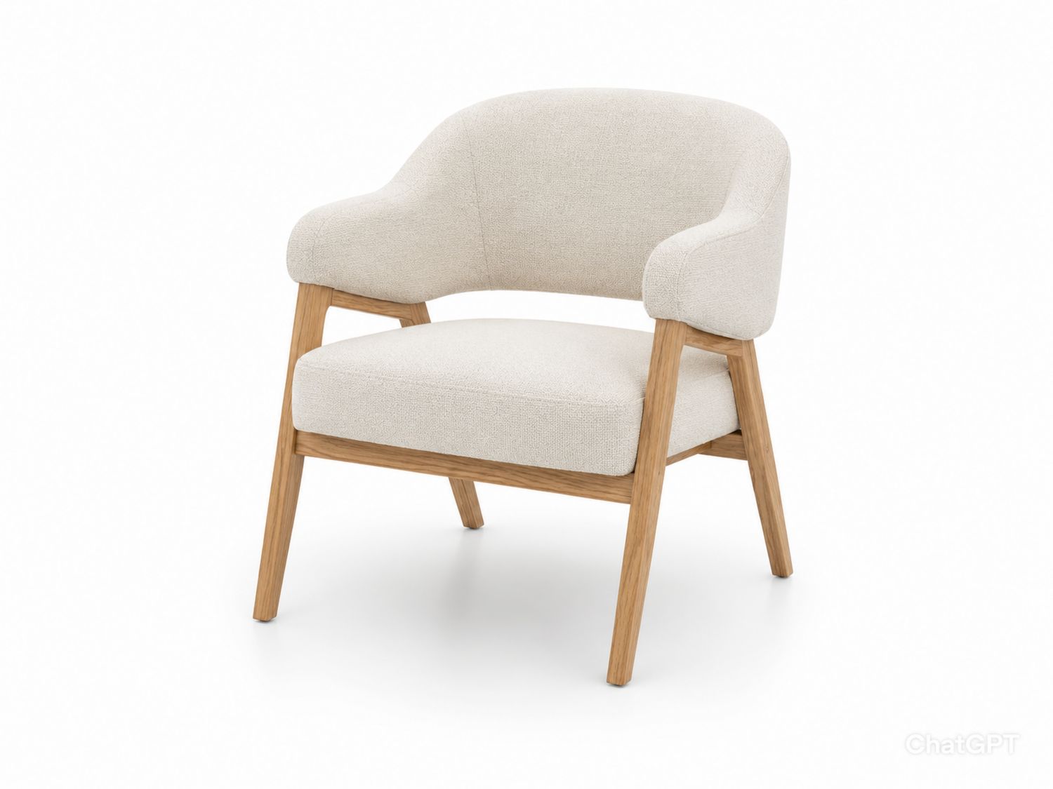 Silla de poliéster beige con estructura de roble-Timberhomeeu