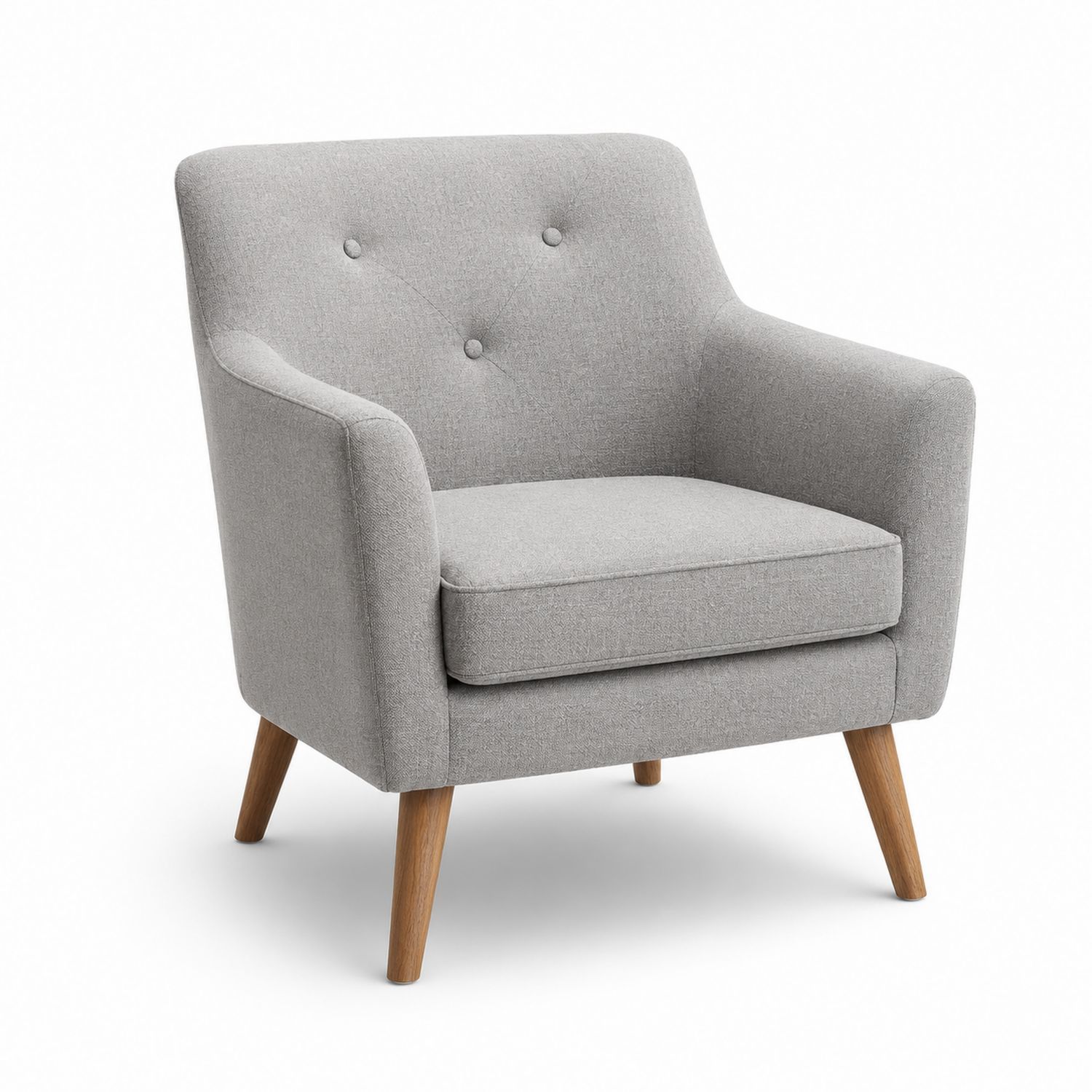 Butaca de tela gris con patas de madera-Timberhomeeu