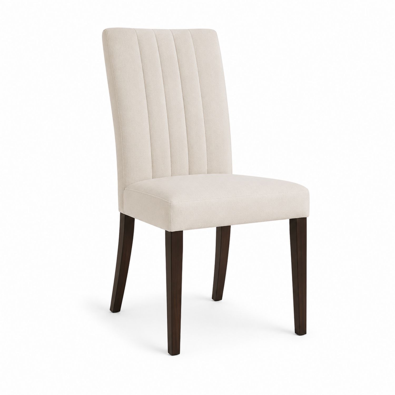 Silla de comedor de poliéster beige con patas de madera de haya-Timberhomeeu