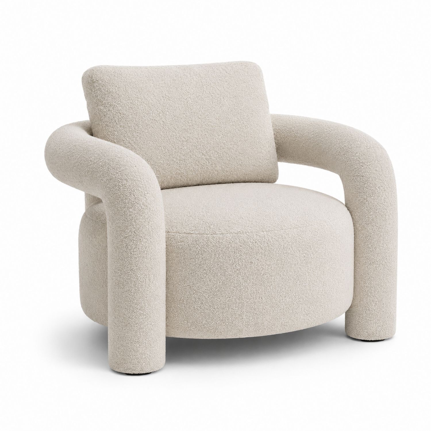 Sillón de tela bouclé beige-Timberhomeeu