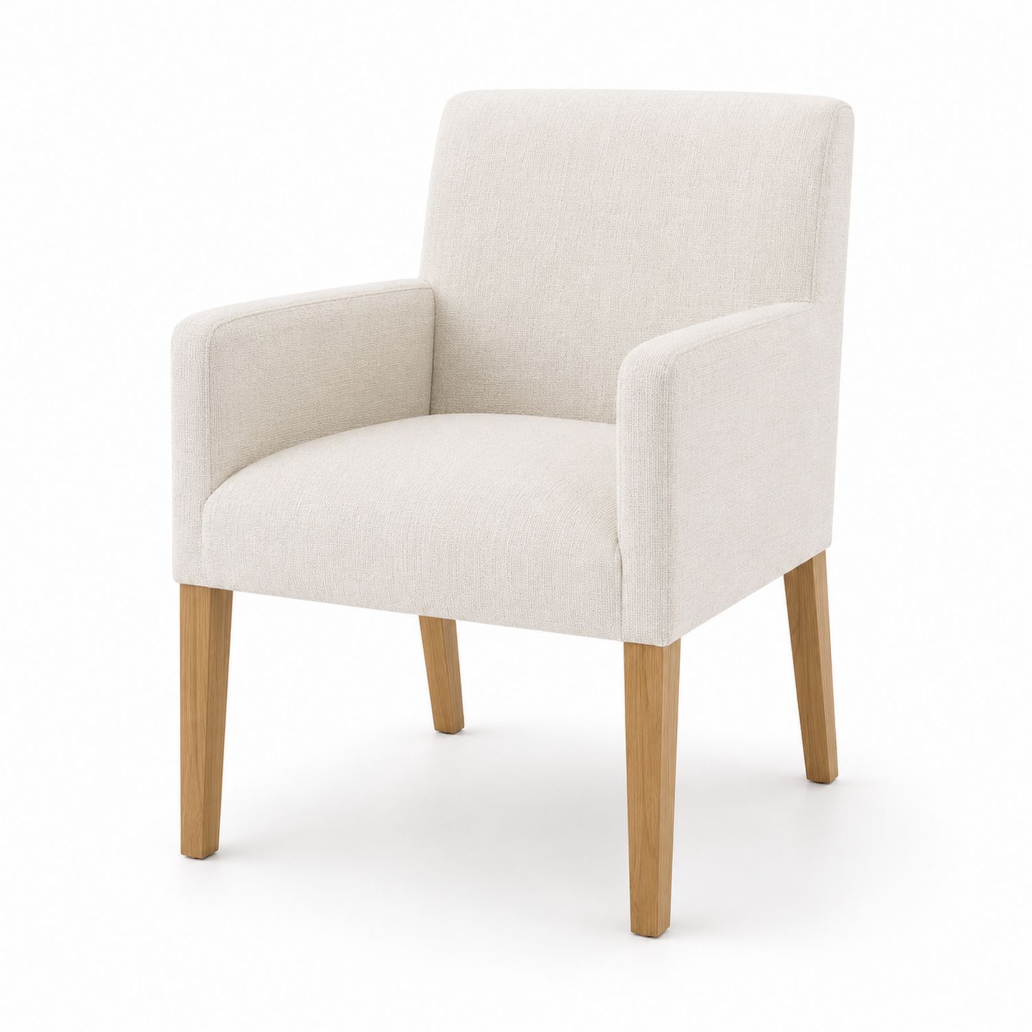 Silla tapizada de lino beige con patas de madera maciza-Timberhomeeu