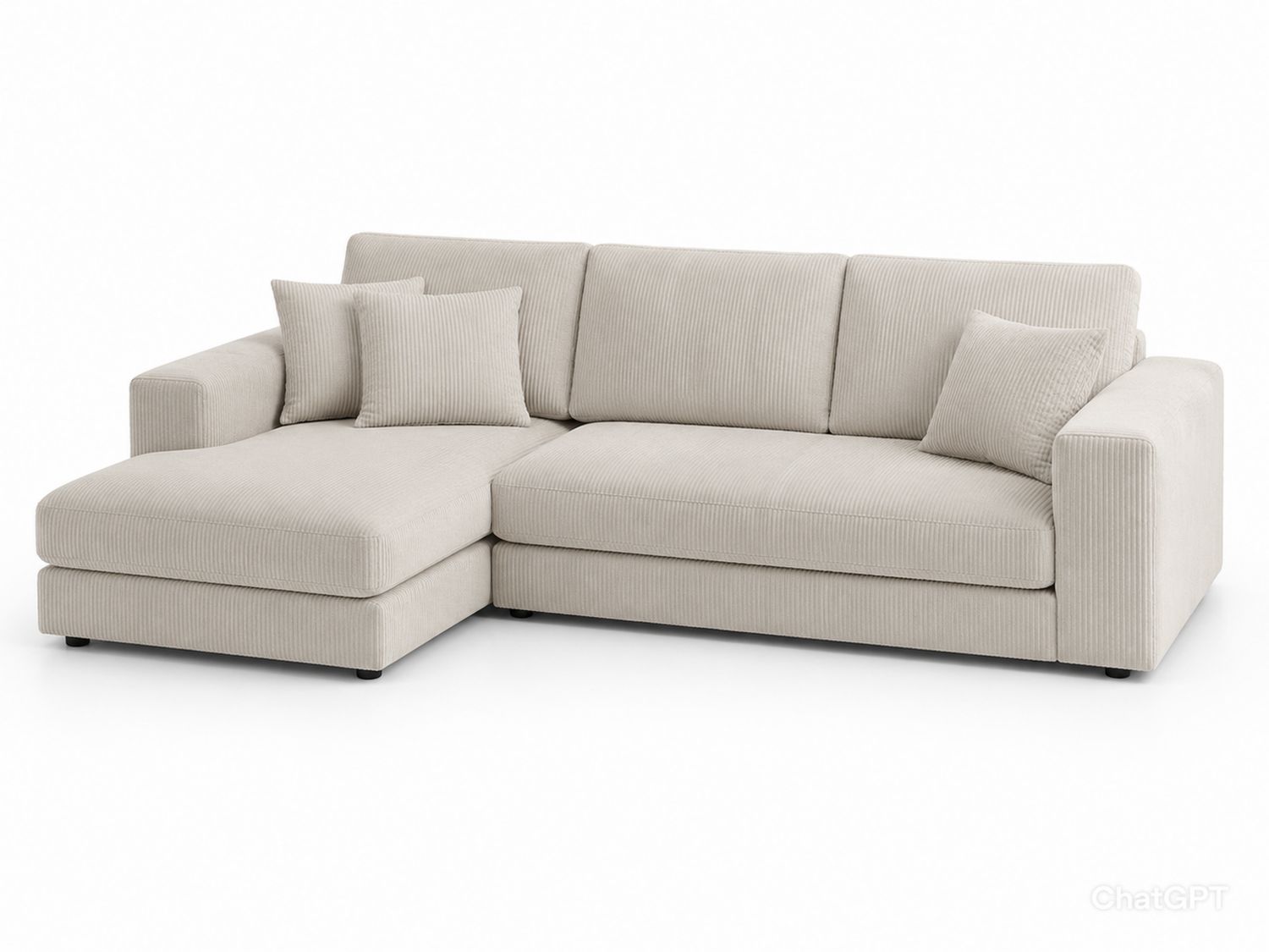 Sofá chaise longue en L de tela de pana Beige 280x160x85 cm-Timberhomeeu