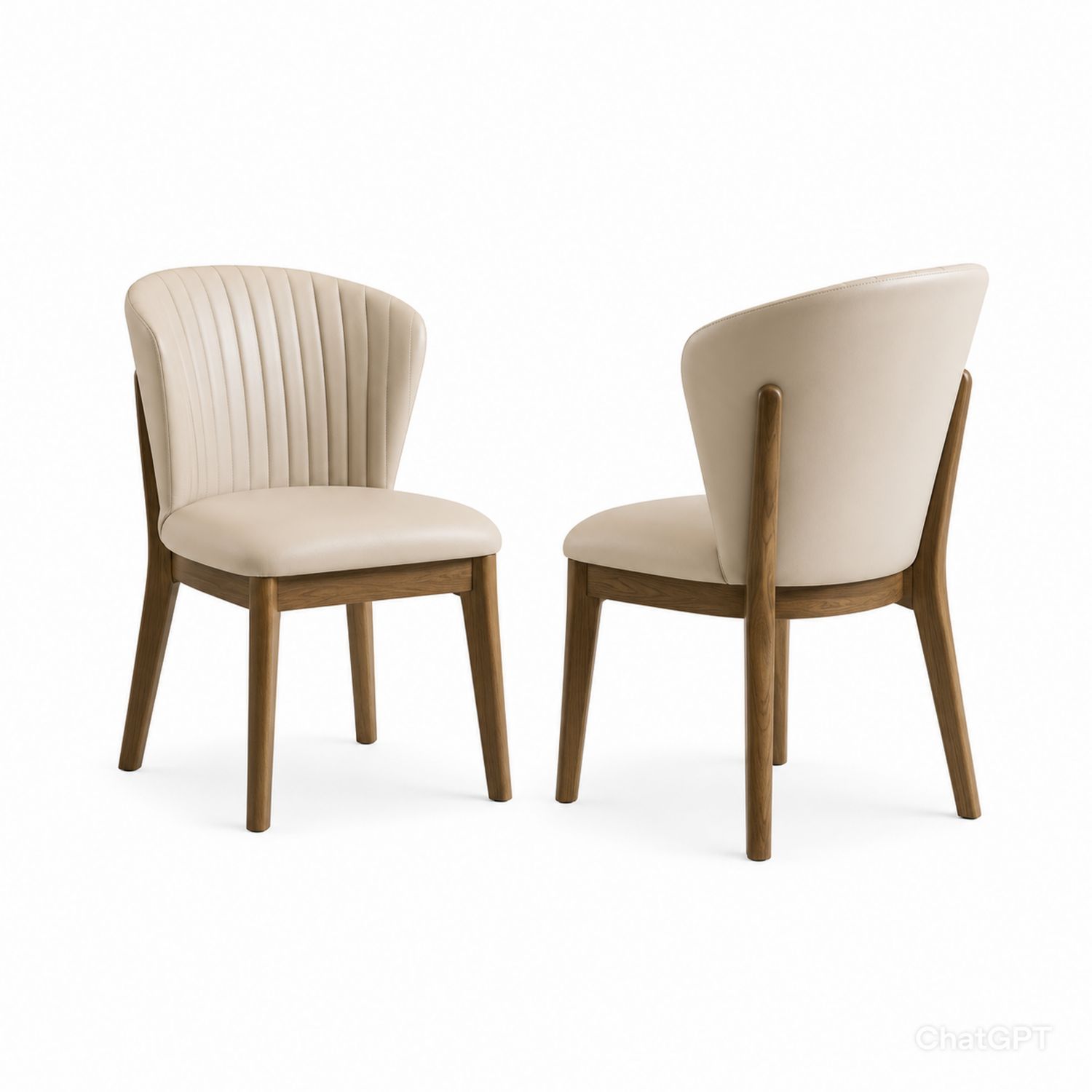Conjunto de 2 Sillas de Madera con Tapizado de Piel Sintética Beige-Timberhomeeu