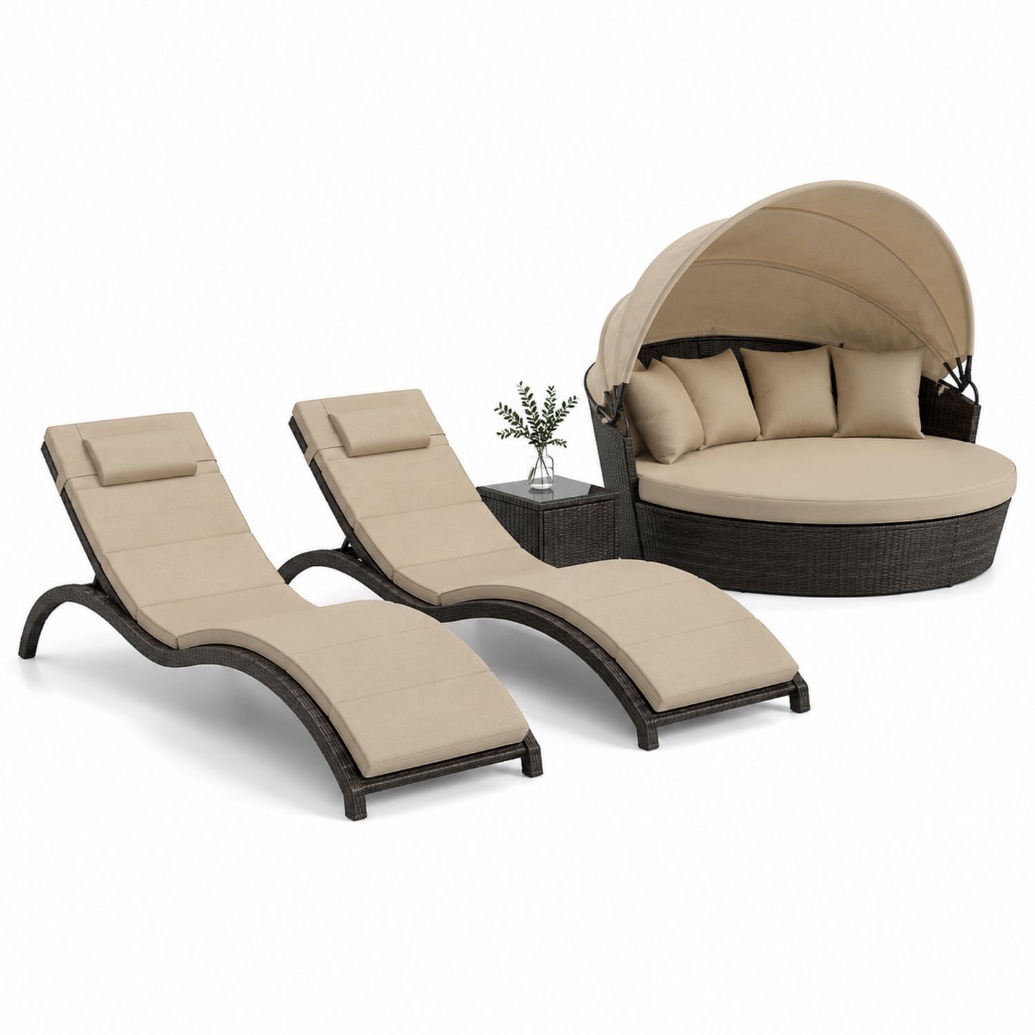 Conjunto de Muebles de Ratán Sintético Beige-Timberhomeeu