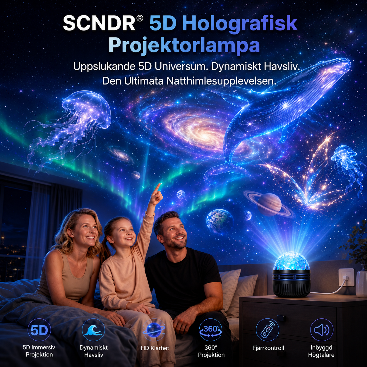 Officiell Butik | 🌹🎁 SCNDR® 360° Smart Holografisk Stjärnhimmelprojektor (HD Smart Dynamisk 5D) 