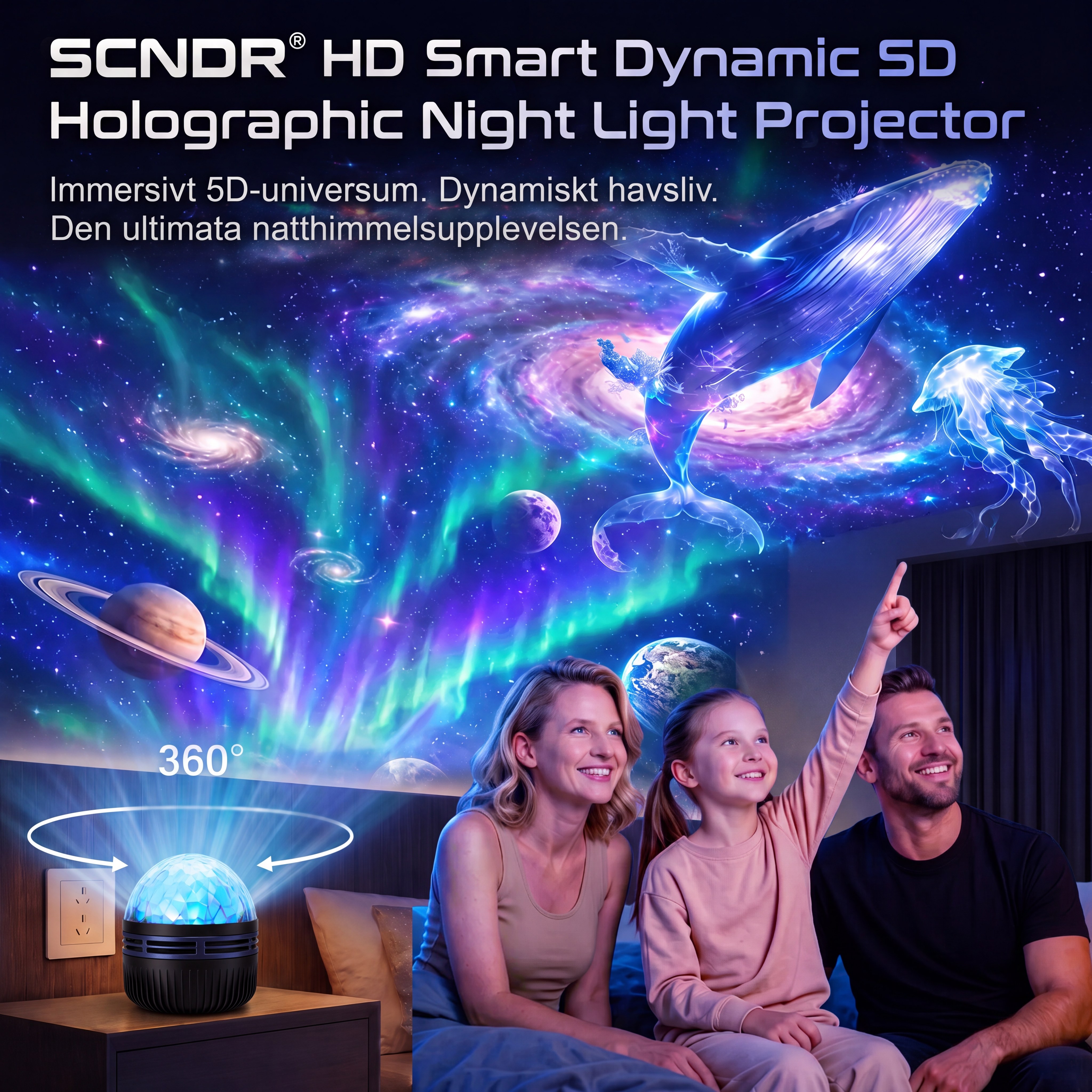 Officiell Butik | 💖🎁 SCNDR® 360° Smart Holografisk Stjärnhimmelprojektor (HD Smart Dynamisk 5D) 