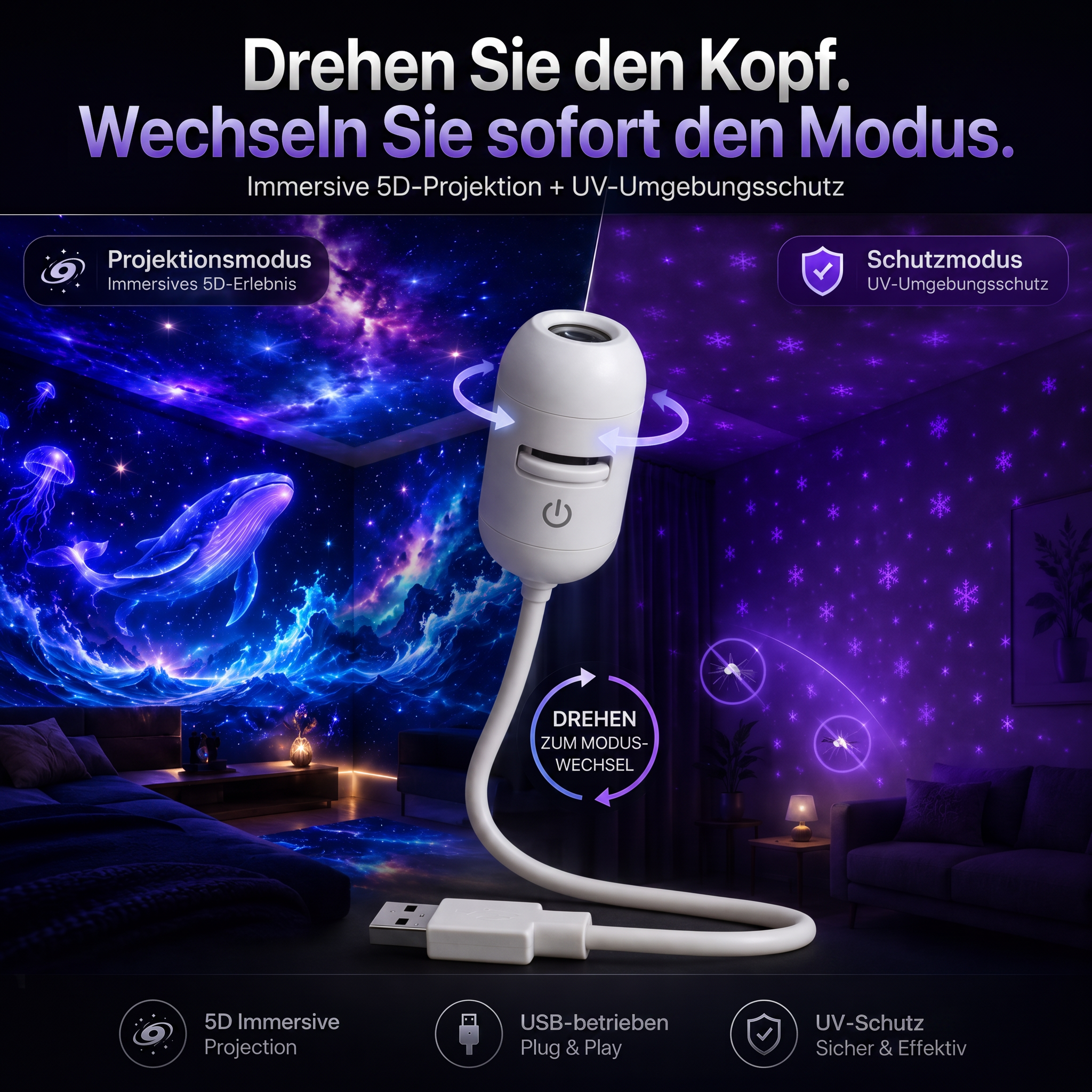𝑺𝑪𝑵𝑫𝑹®✨ SCNDR ® Ultra-HD-Smart-Projektionslampe der nächsten Generation mit dynamischer, immersiver 5D-Holografie-Technologie 🌈🌈