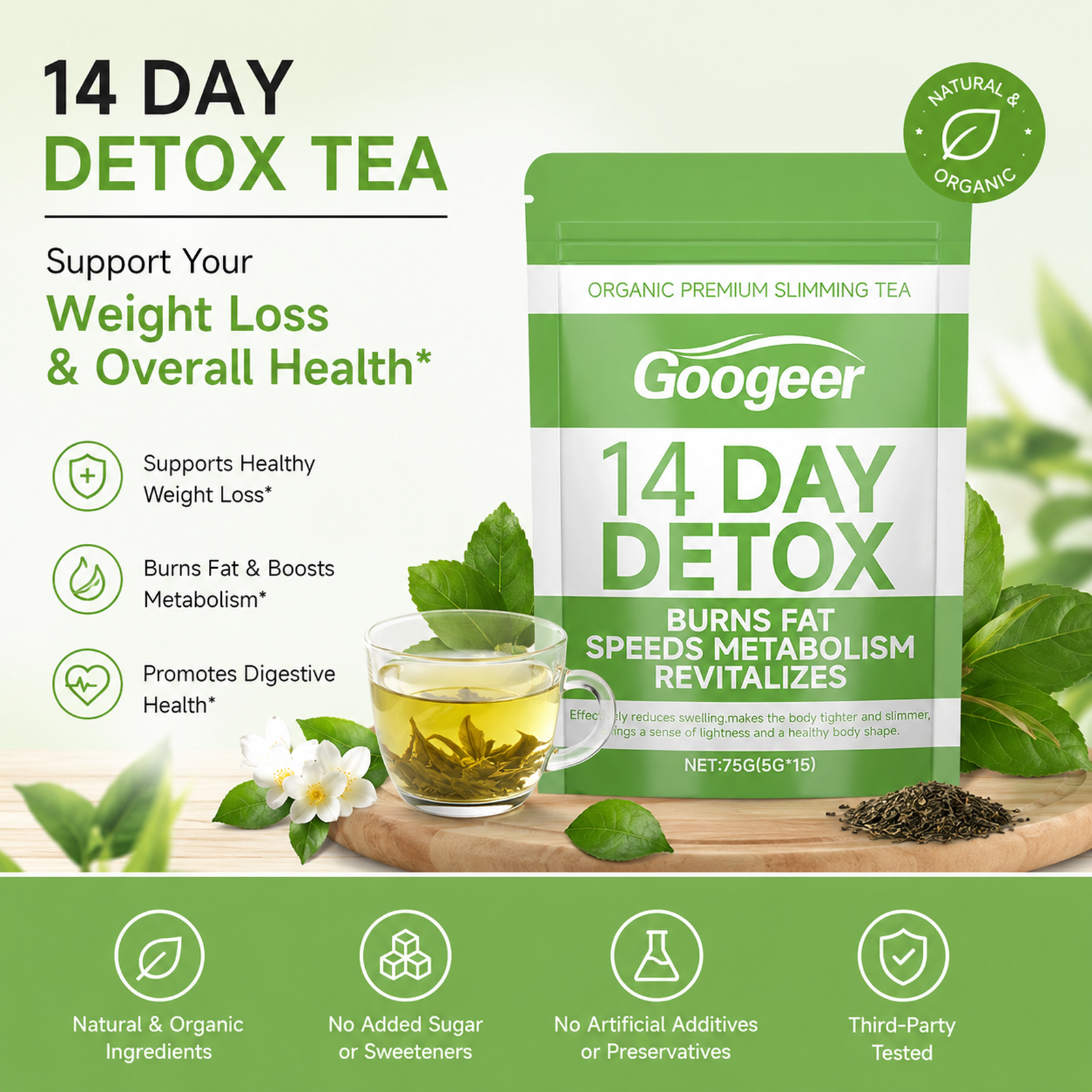 Googeer Slimming & Detox Tea – Premium Organic Weight Loss Tea for Body Care