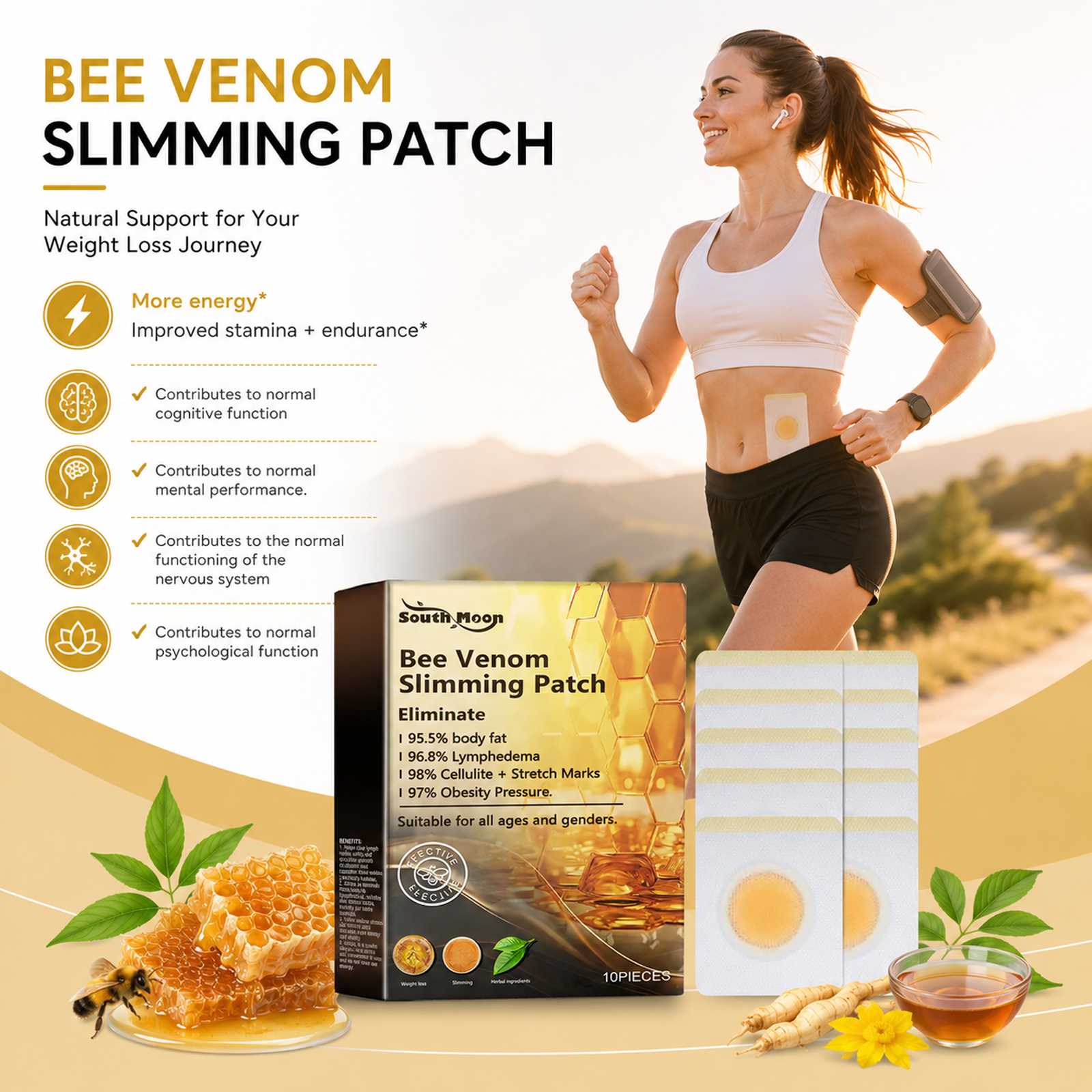 South Moon Bee Venom Body Sculpting & Slimming Patch – Shapes, Slims, Boosts Vitality, Reduces Bloating, and Tones the Body
