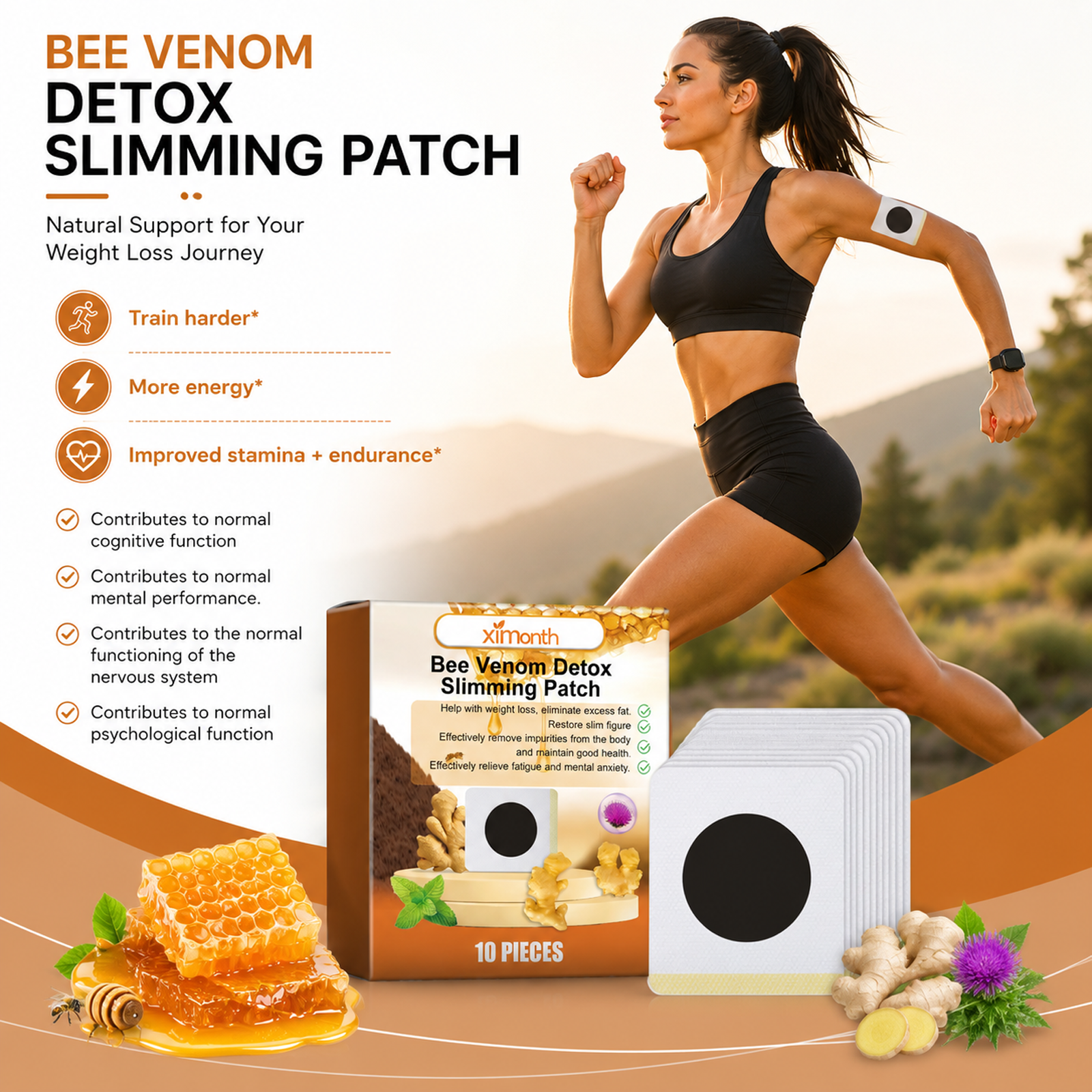 Ximonth Bee Venom Contouring Lymphatic Patch – Relieves Lymphatic Swelling & Firms the Body (Targets Arm Flab & Belly Fat)