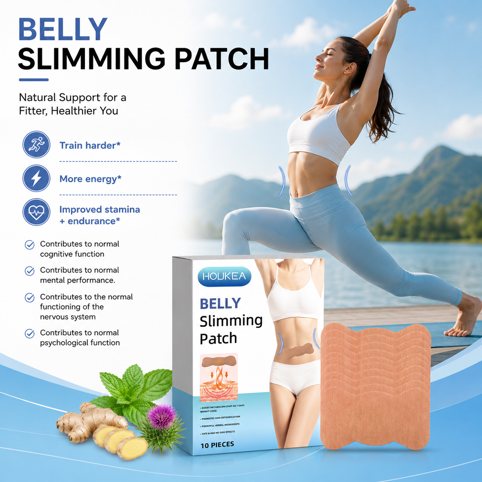 Houkea Abdominal Firming Patch – Gentle formula for a lightweight feel and skin-firming body care.