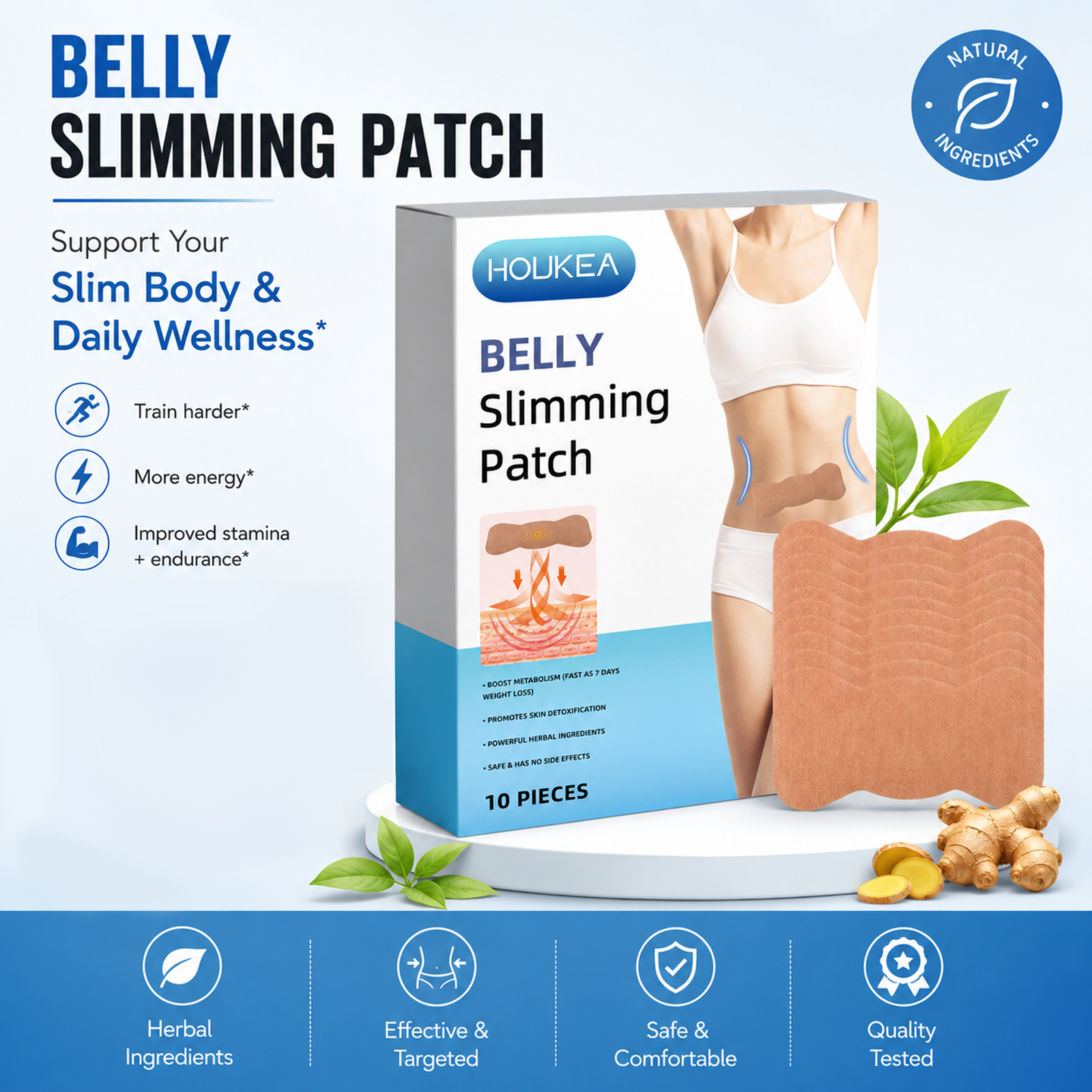 Houkea Abdominal Firming Patch – Gentle formula for a lightweight feel and skin-firming body care.